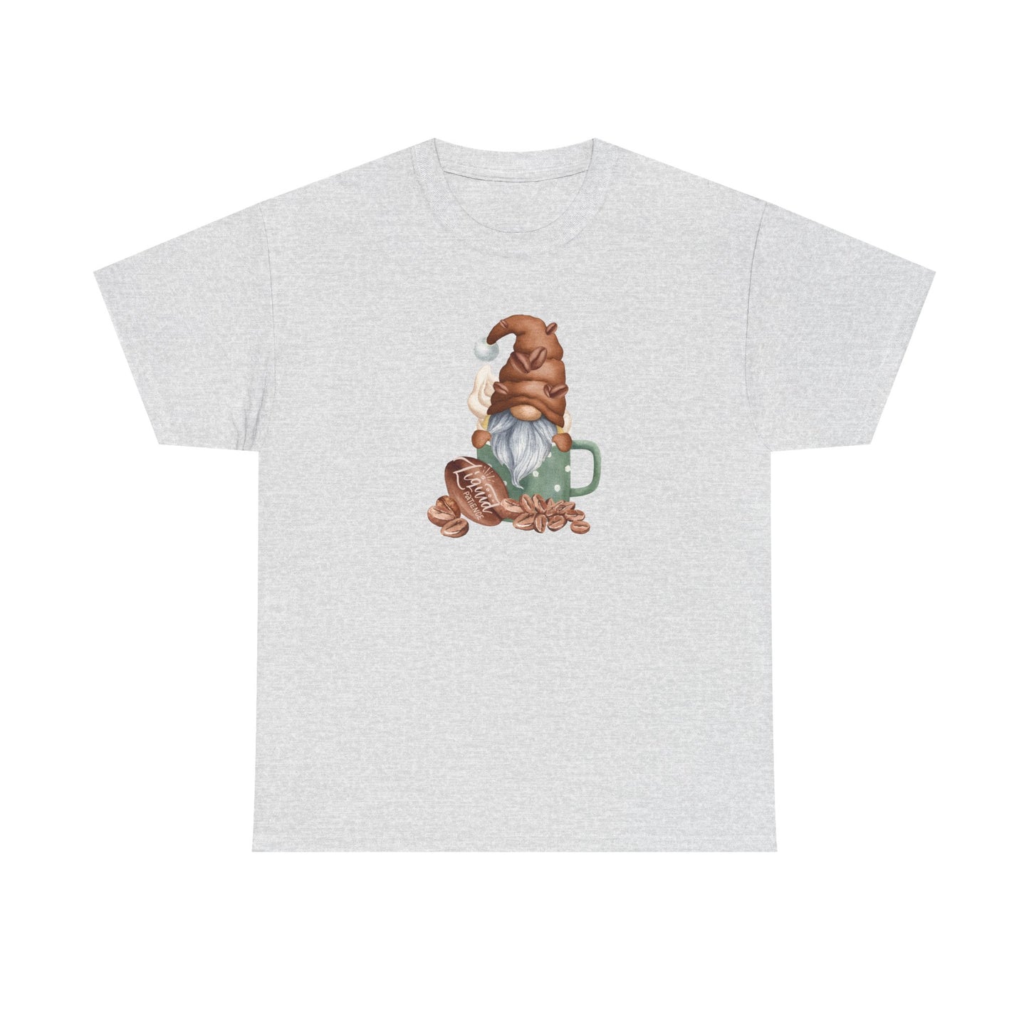 Cozy Coffee Gnome Tee, Unisex Heavy Cotton Tee, Perfect for Coffee Lovers, Holiday Gift, Cute Gnome Shirt, Casual Wear, Festive Attire
