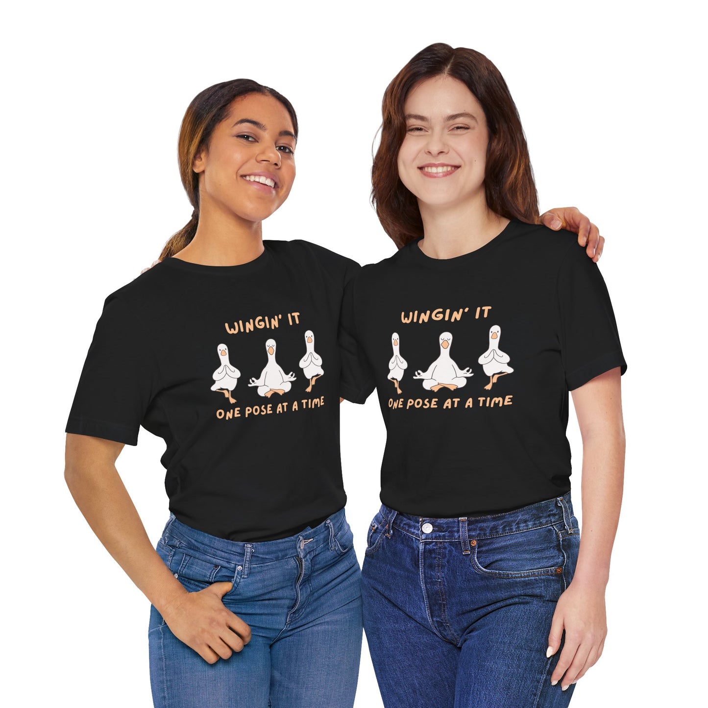 Wingin It One Pose at a Time Silly Goose Yoga Shirt