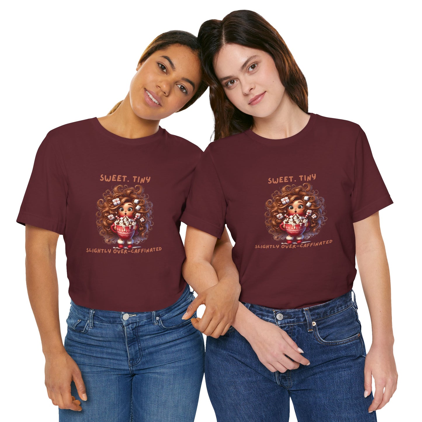 Sweet Tiny Over-Caffeinated Tee, Funny T-Shirt, Gift for Coffee Lovers, Cute Humor Top, Unisex Short Sleeve Shirt