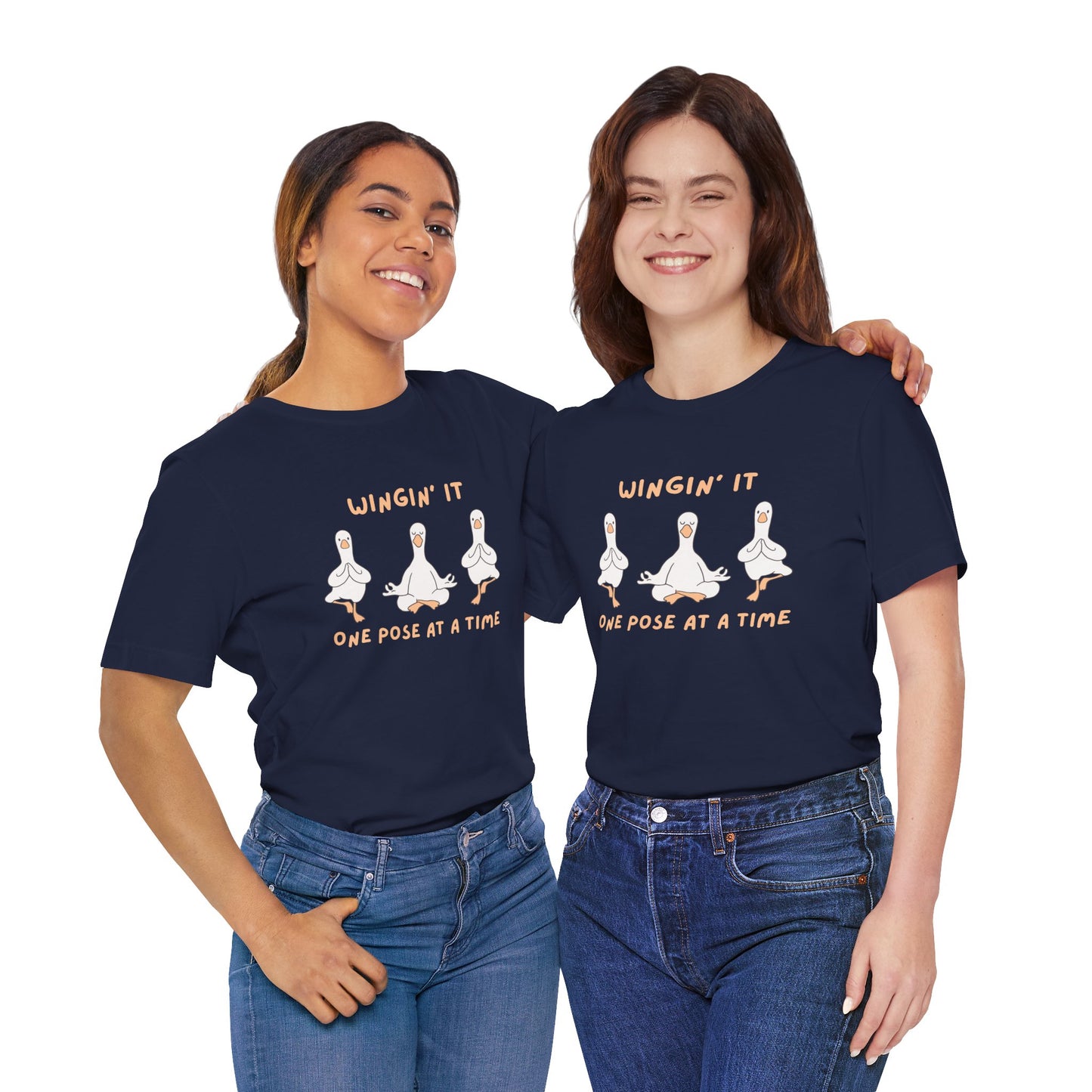 Wingin It One Pose at a Time Silly Goose Yoga Shirt