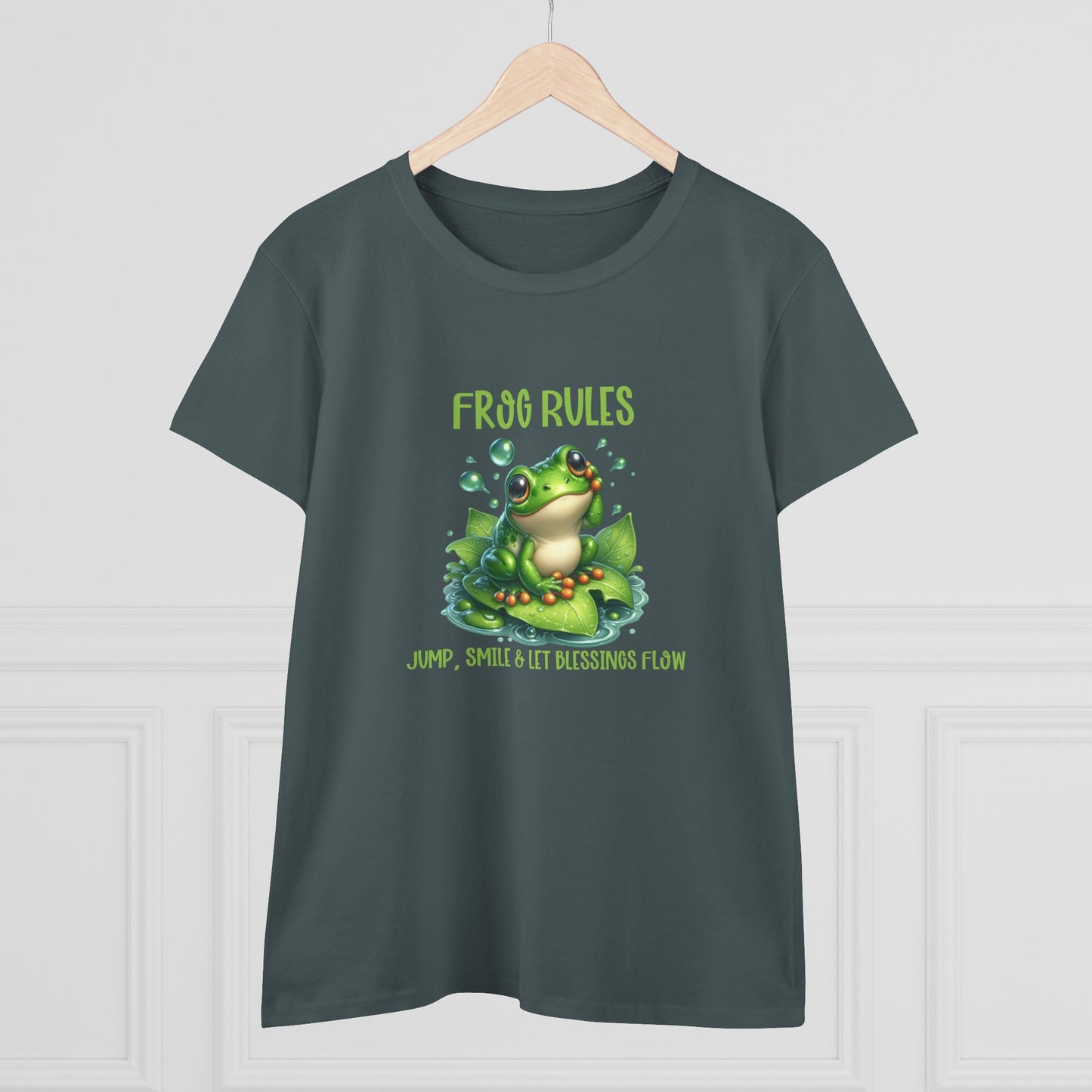 Frog Rules jump smile let blessings flow Womens semi fit Cotton Tee