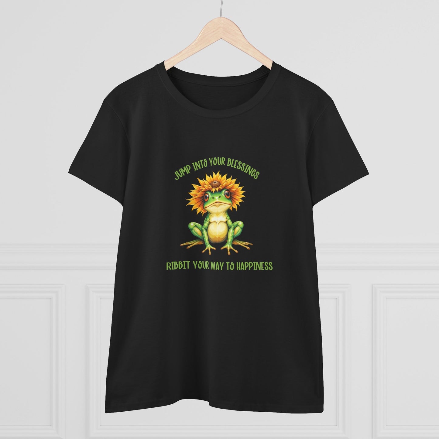 Jump Into Your Blessings Ribbit your way to happiness cute frog Womans semi fit tee