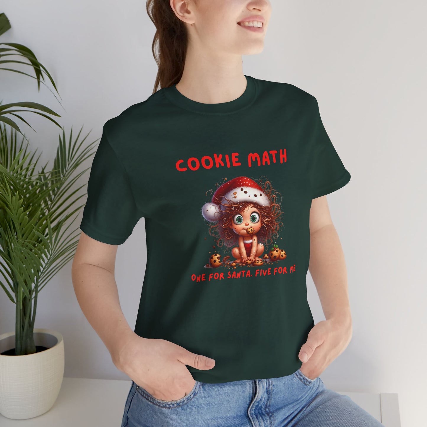 Cookie Math, One for Santa, Five for Me Funny Women’s Christmas T-Shirt