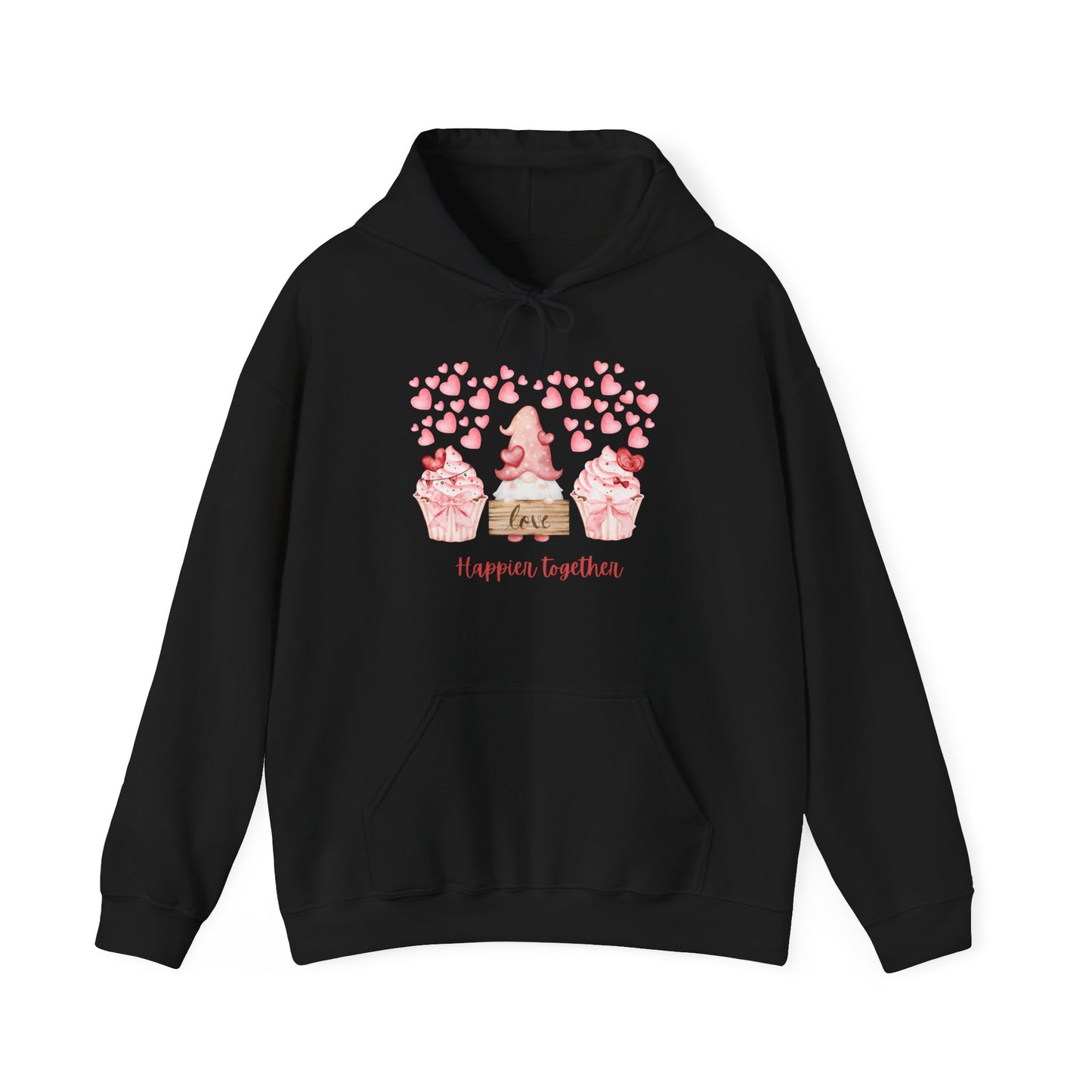 Cute 'Love Happier Together' Couples Hoodie, Valentine's Gift, Cozy Apparel, Unisex Sweatshirt, Cute Love Design,