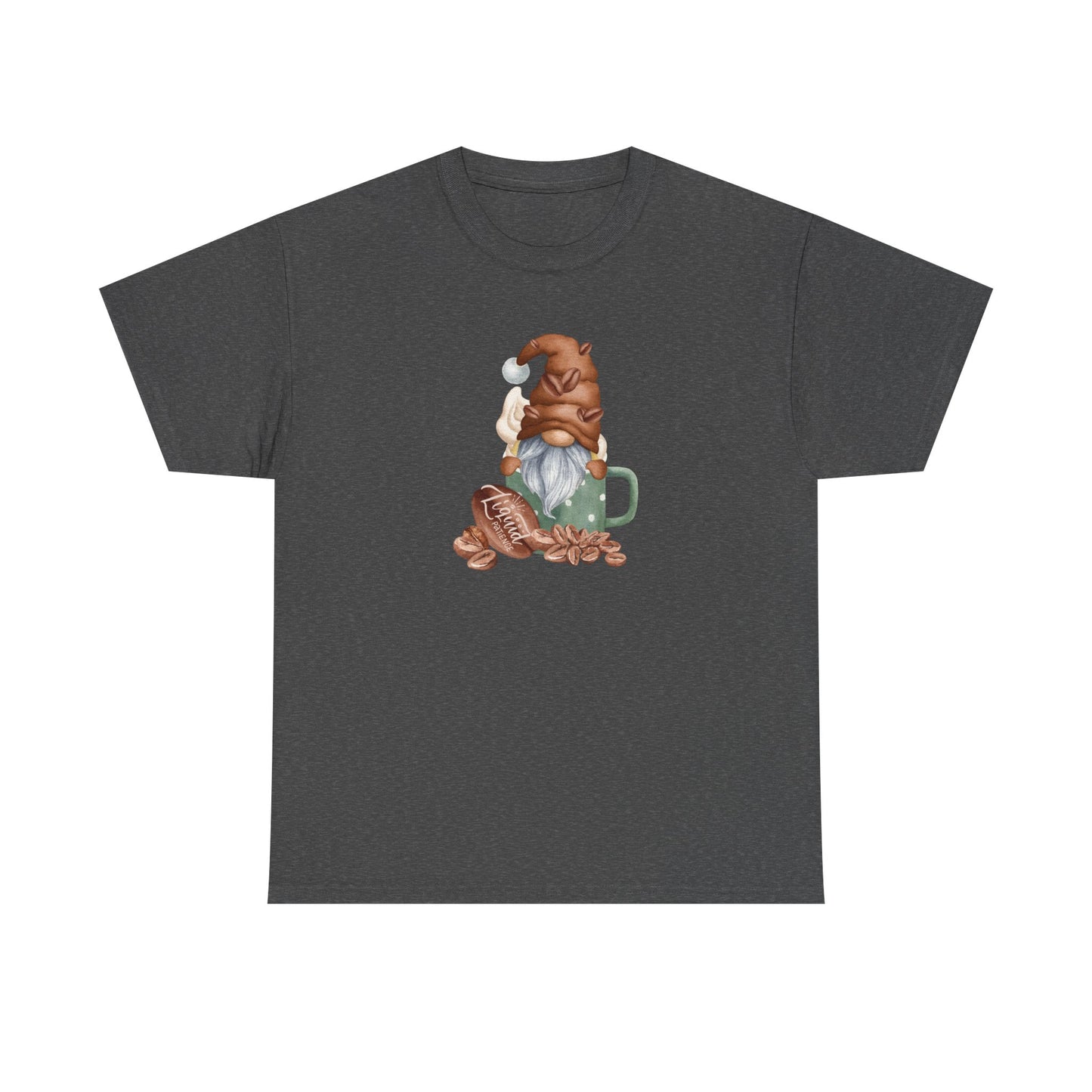 Cozy Coffee Gnome Tee, Unisex Heavy Cotton Tee, Perfect for Coffee Lovers, Holiday Gift, Cute Gnome Shirt, Casual Wear, Festive Attire