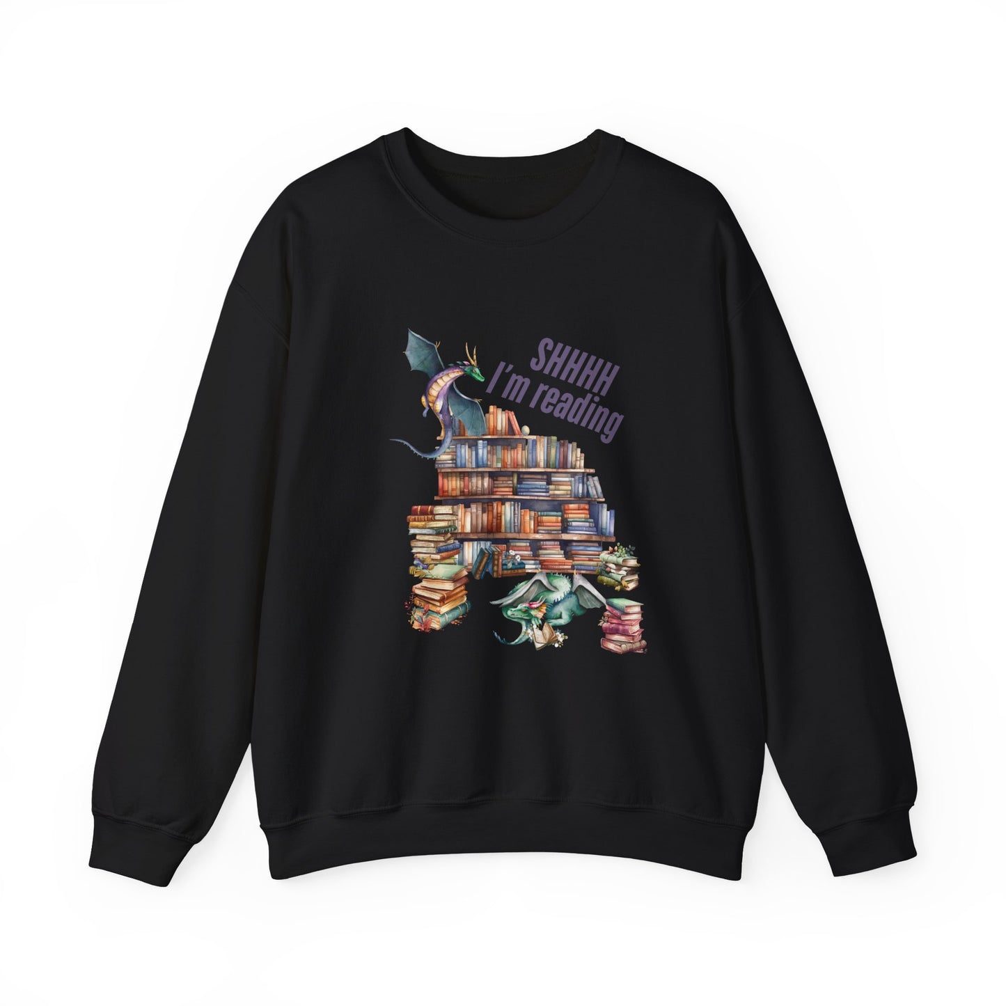 Dragons & Books – Cozy Fantasy Sweatshirt for Readers and Dreamers Book Lover Crewneck, Reader Jumper, Literary Gift, Bibliophile Apparel