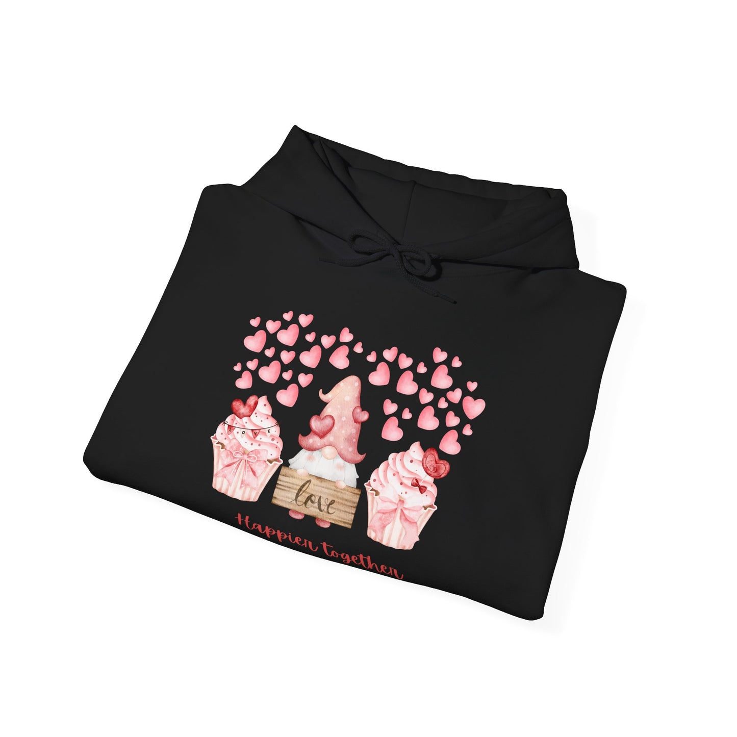 Cute 'Love Happier Together' Couples Hoodie, Valentine's Gift, Cozy Apparel, Unisex Sweatshirt, Cute Love Design,