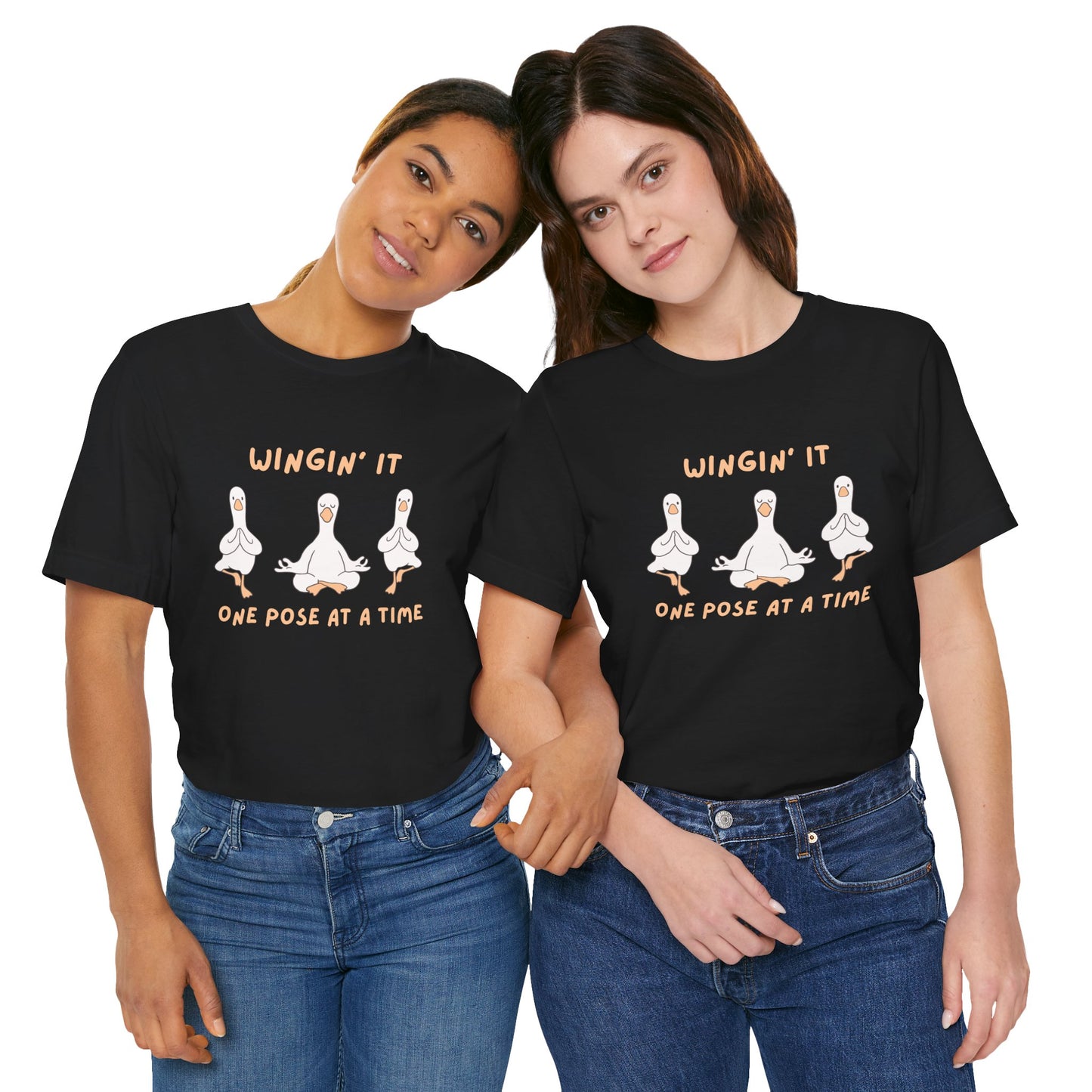 Wingin It One Pose at a Time Silly Goose Yoga Shirt