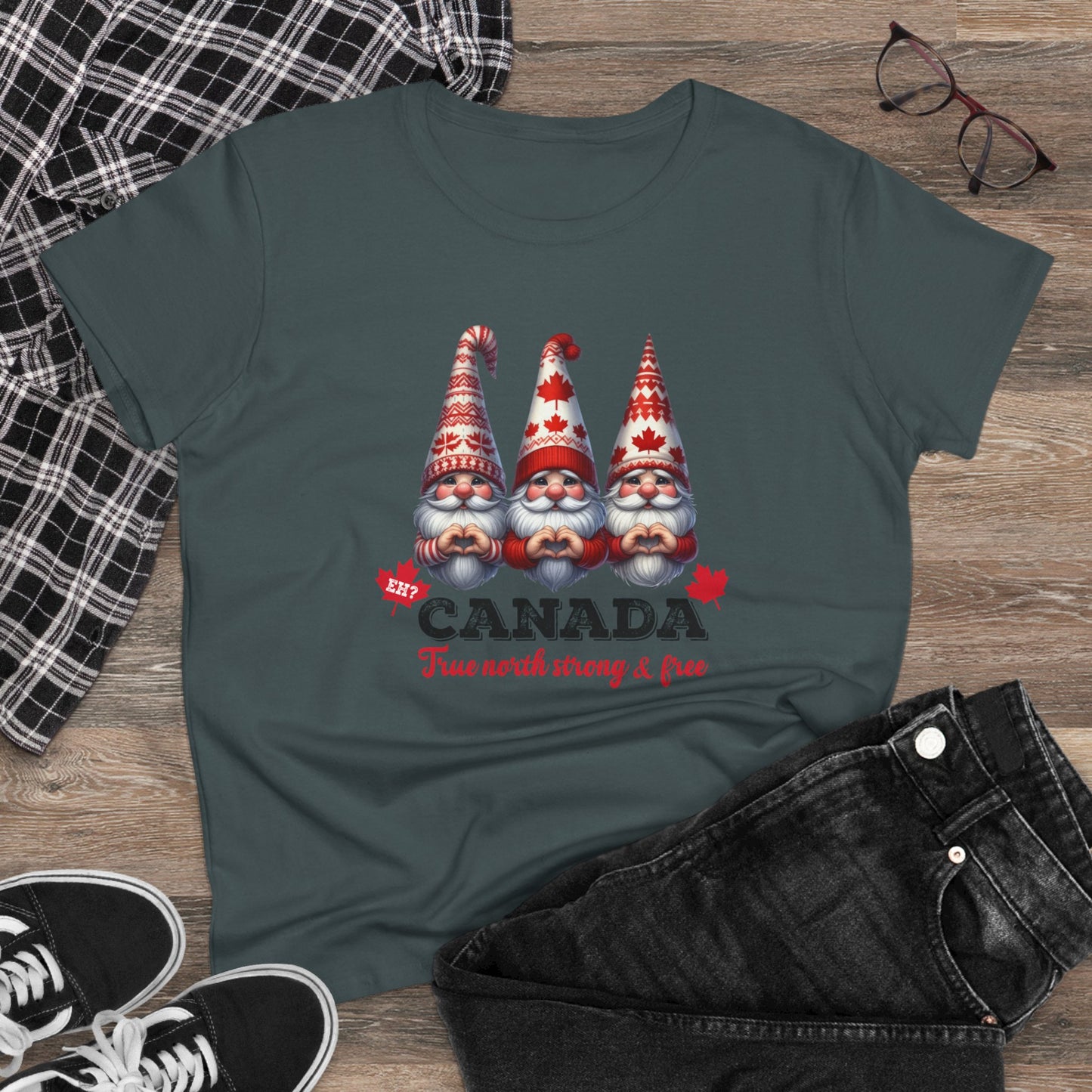 Gnome Sweet Gnome Canada Edition Cute Women's Semi Fit Tee