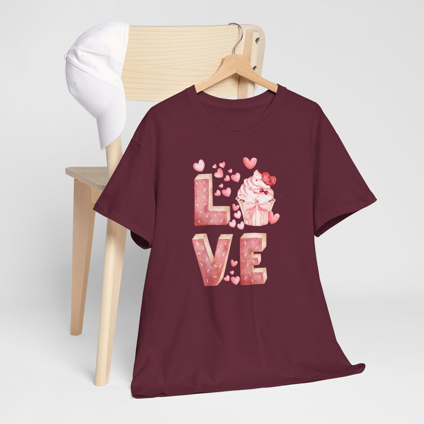 Cute Pink Love Cupcake Graphic Tee cupcake lover, Couples Gift, Unisex T-Shirt, Sweetheart Shirt, Heart Print Apparel, Romantic Wear