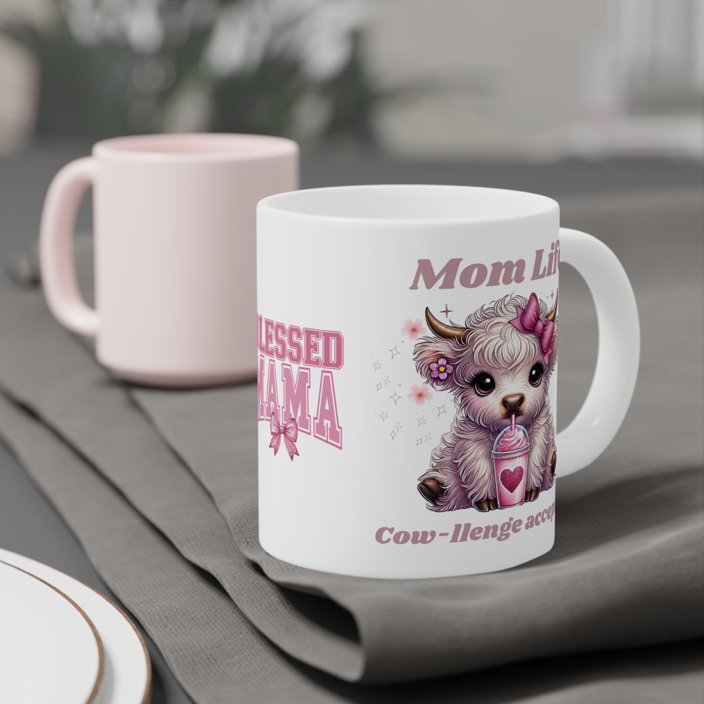 Cow-challenge Accepted, Blessed Mama Ceramic Mug