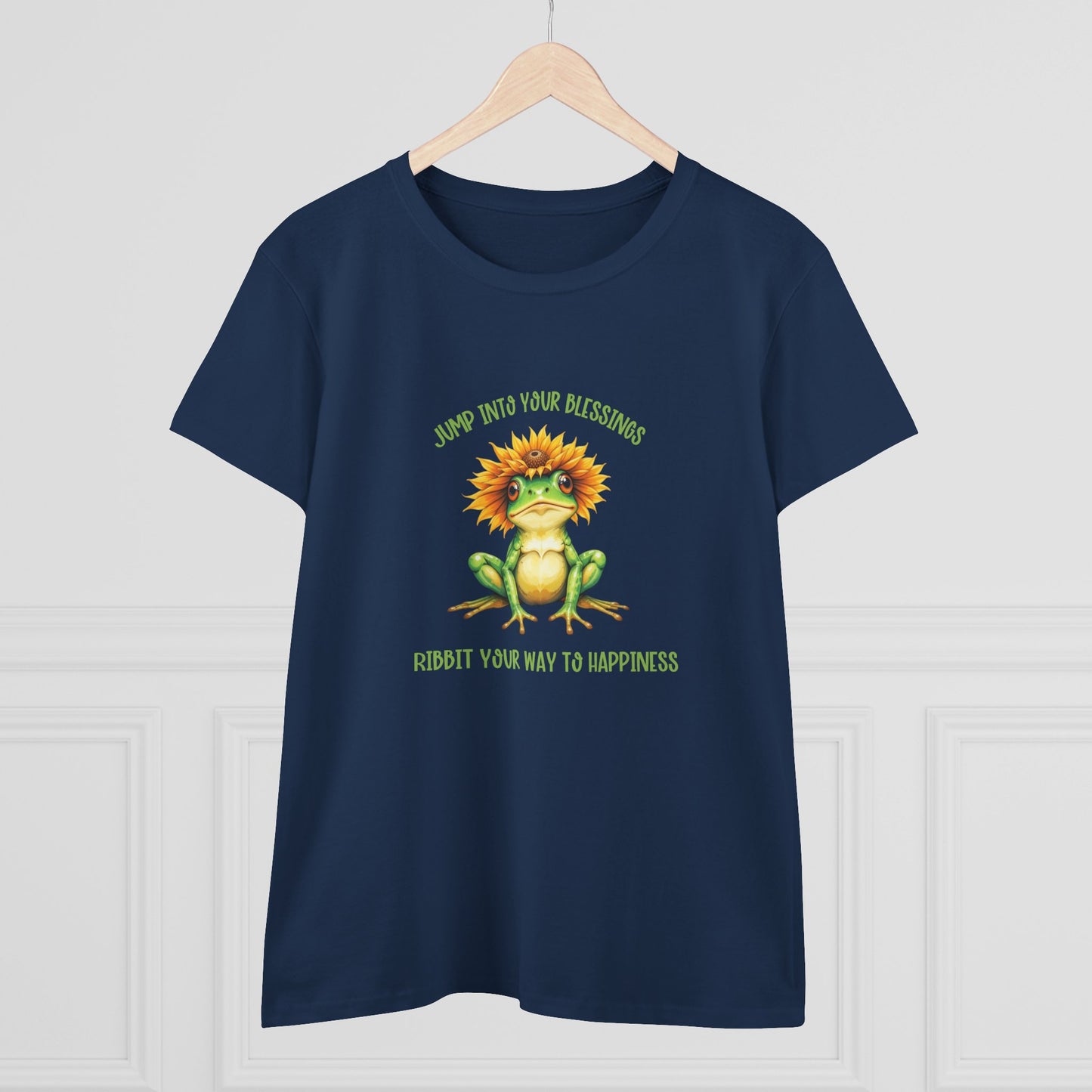 Jump Into Your Blessings Ribbit your way to happiness cute frog Womans semi fit tee
