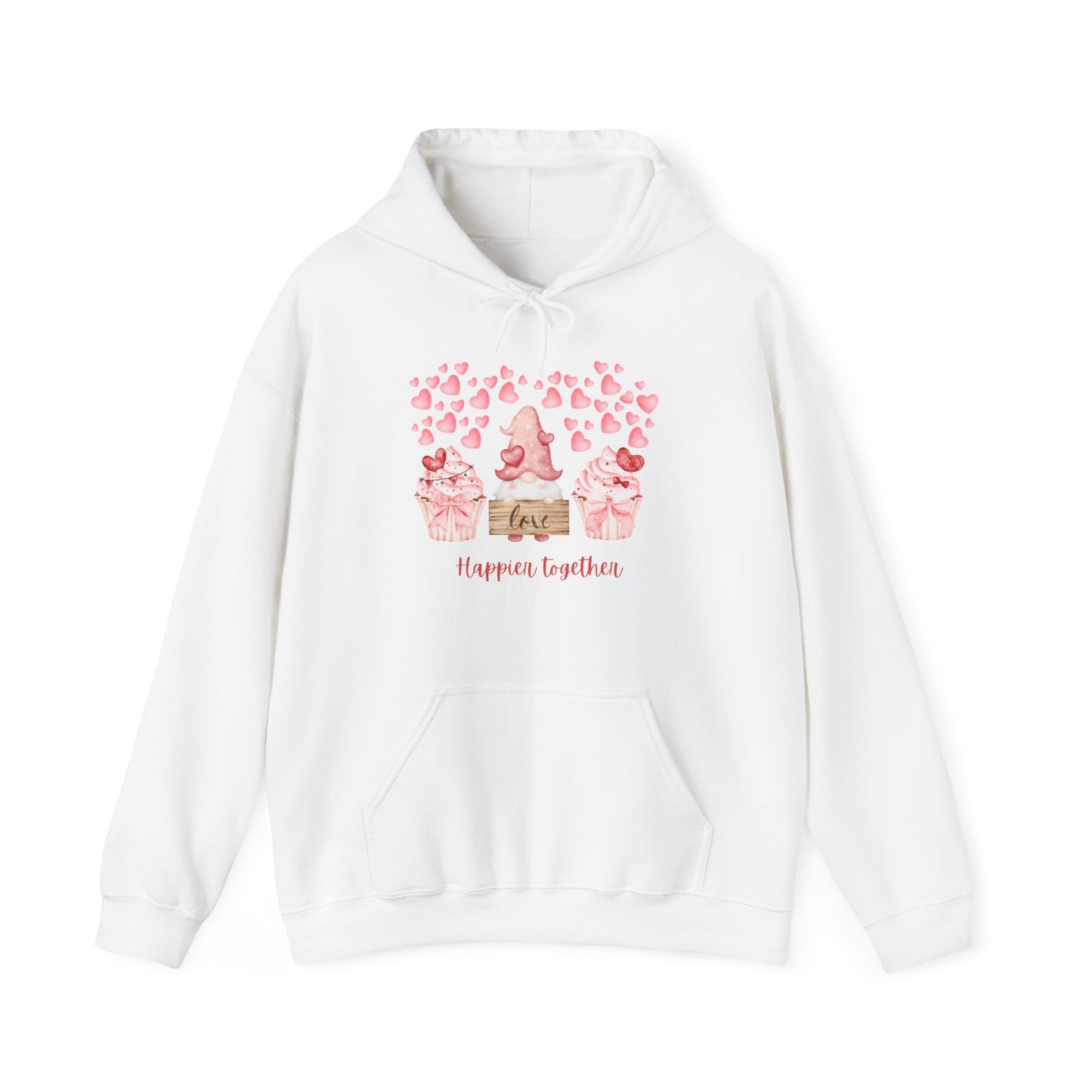 Cute 'Love Happier Together' Couples Hoodie, Valentine's Gift, Cozy Apparel, Unisex Sweatshirt, Cute Love Design,