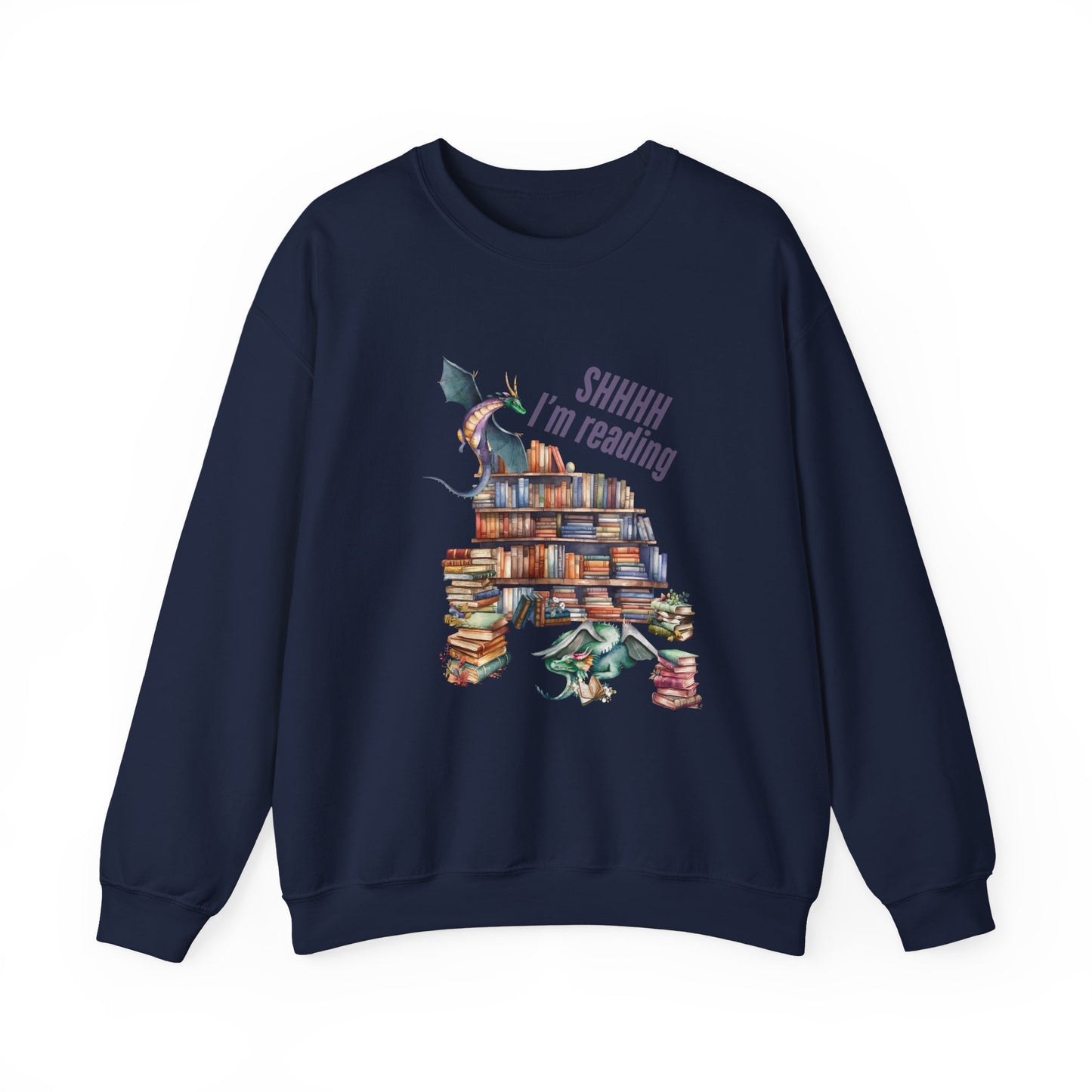 Dragons & Books – Cozy Fantasy Sweatshirt for Readers and Dreamers Book Lover Crewneck, Reader Jumper, Literary Gift, Bibliophile Apparel