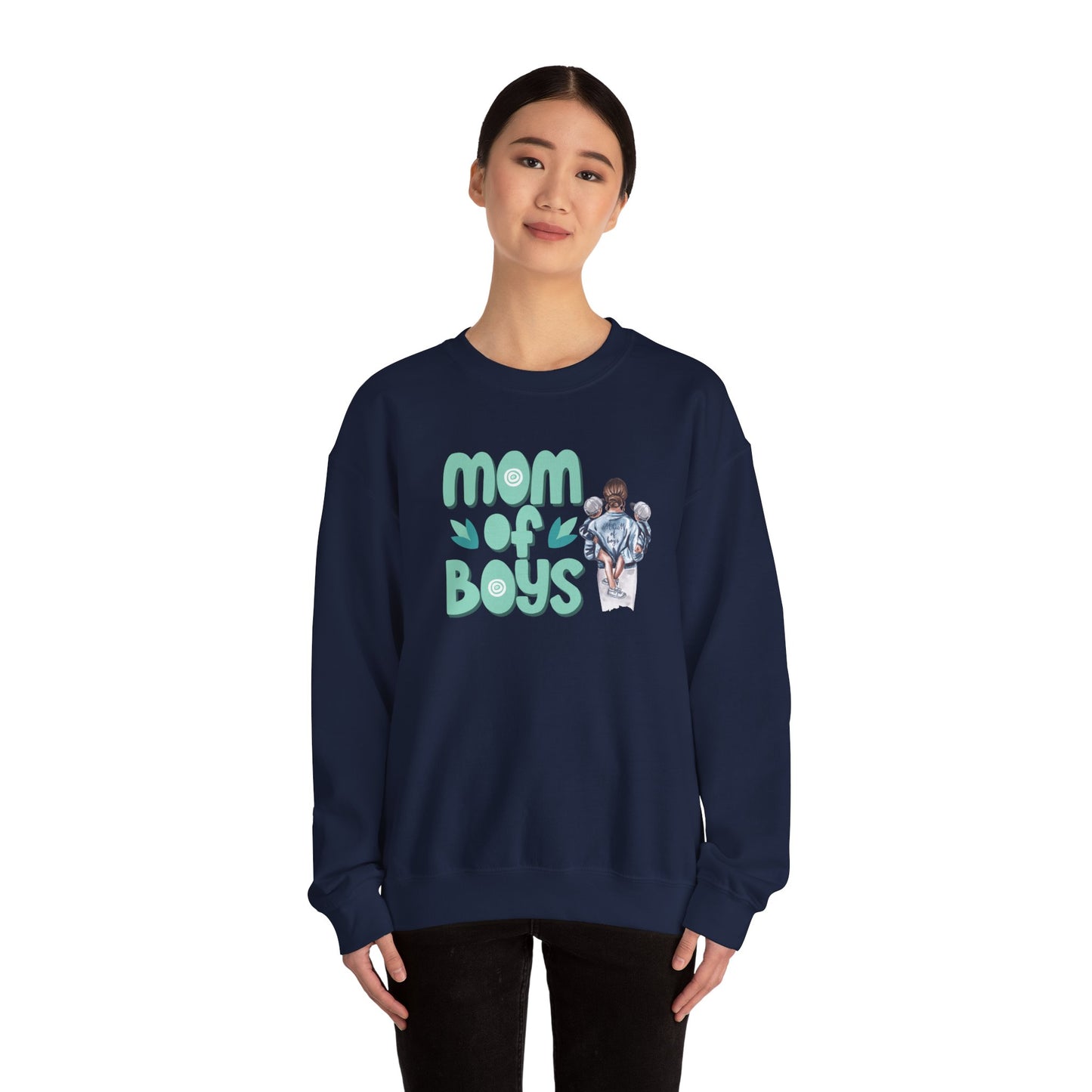 Mom of Boys: "Double the Love, Double the Trouble" Crewneck Sweatshirt