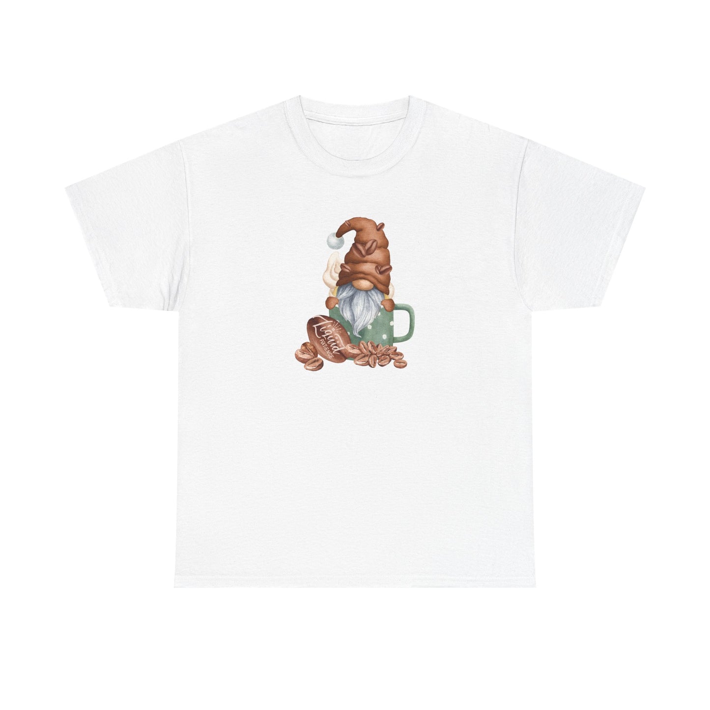 Cozy Coffee Gnome Tee, Unisex Heavy Cotton Tee, Perfect for Coffee Lovers, Holiday Gift, Cute Gnome Shirt, Casual Wear, Festive Attire