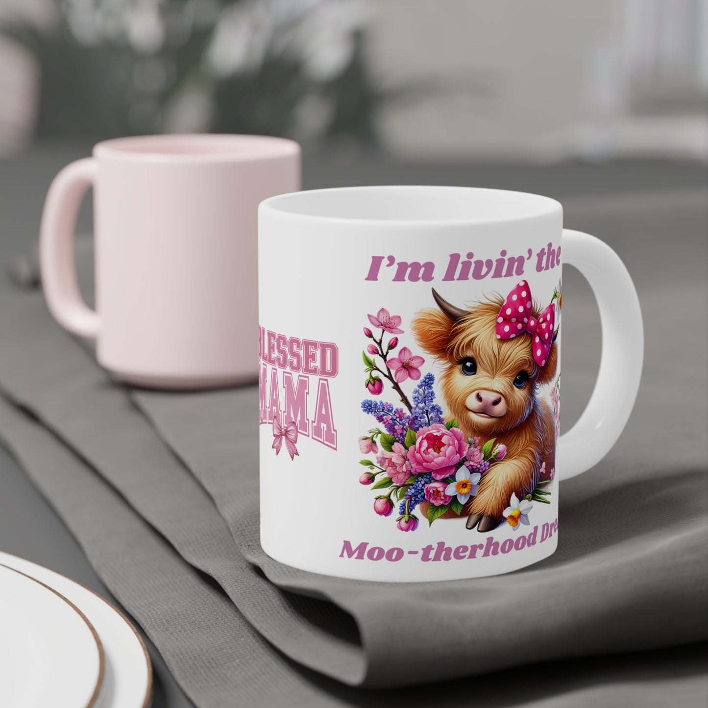 Livin the MOO-therhood Dream Cute Cow Ceramic Mug