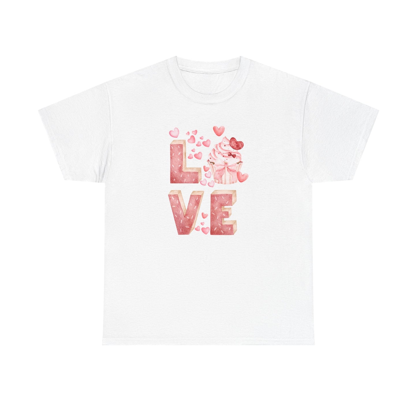 Cute Pink Love Cupcake Graphic Tee cupcake lover, Couples Gift, Unisex T-Shirt, Sweetheart Shirt, Heart Print Apparel, Romantic Wear