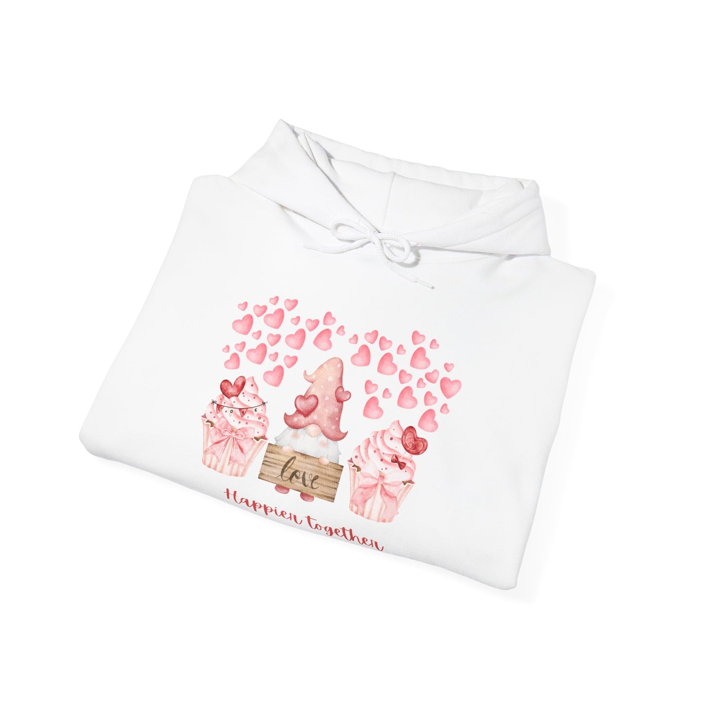 Cute 'Love Happier Together' Couples Hoodie, Valentine's Gift, Cozy Apparel, Unisex Sweatshirt, Cute Love Design,