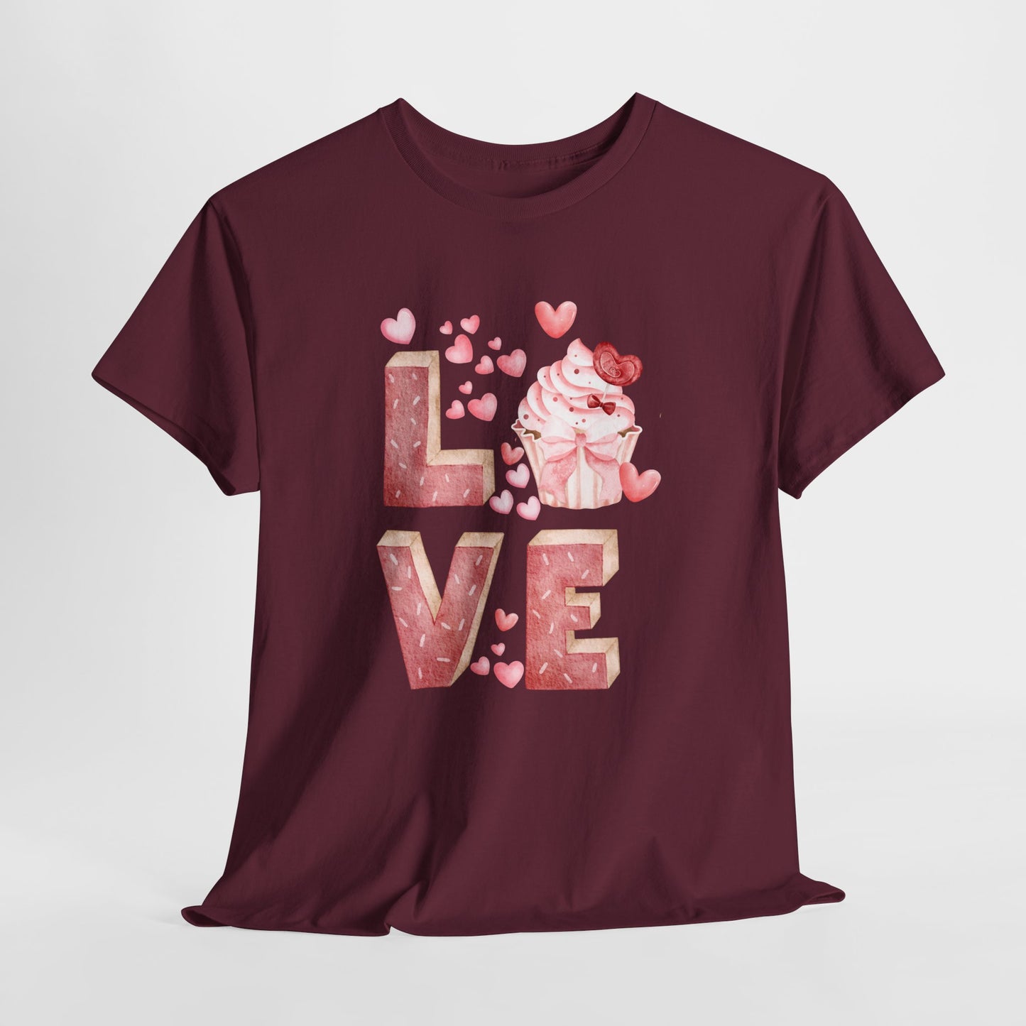 Cute Pink Love Cupcake Graphic Tee cupcake lover, Couples Gift, Unisex T-Shirt, Sweetheart Shirt, Heart Print Apparel, Romantic Wear