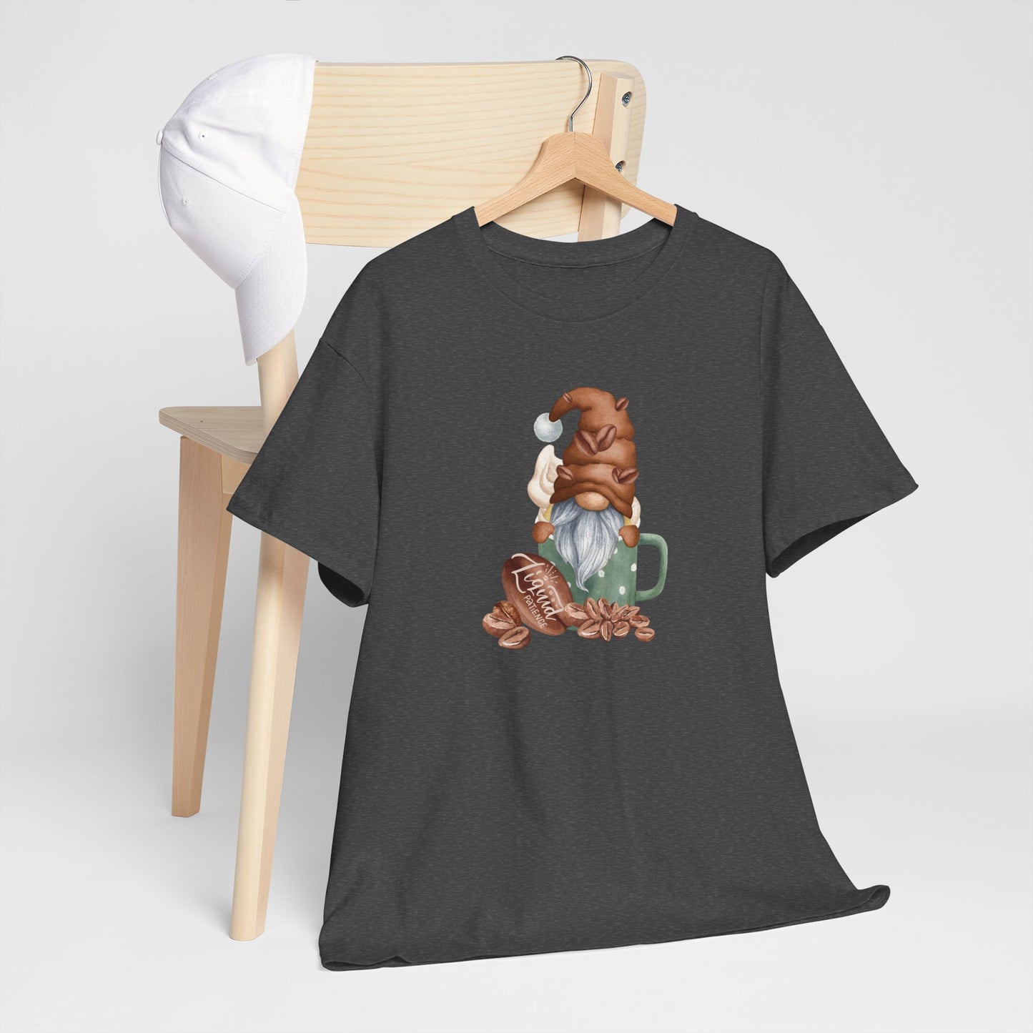 Cozy Coffee Gnome Tee, Unisex Heavy Cotton Tee, Perfect for Coffee Lovers, Holiday Gift, Cute Gnome Shirt, Casual Wear, Festive Attire