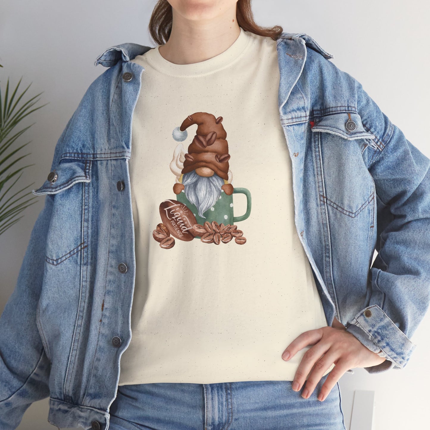Cozy Coffee Gnome Tee, Unisex Heavy Cotton Tee, Perfect for Coffee Lovers, Holiday Gift, Cute Gnome Shirt, Casual Wear, Festive Attire