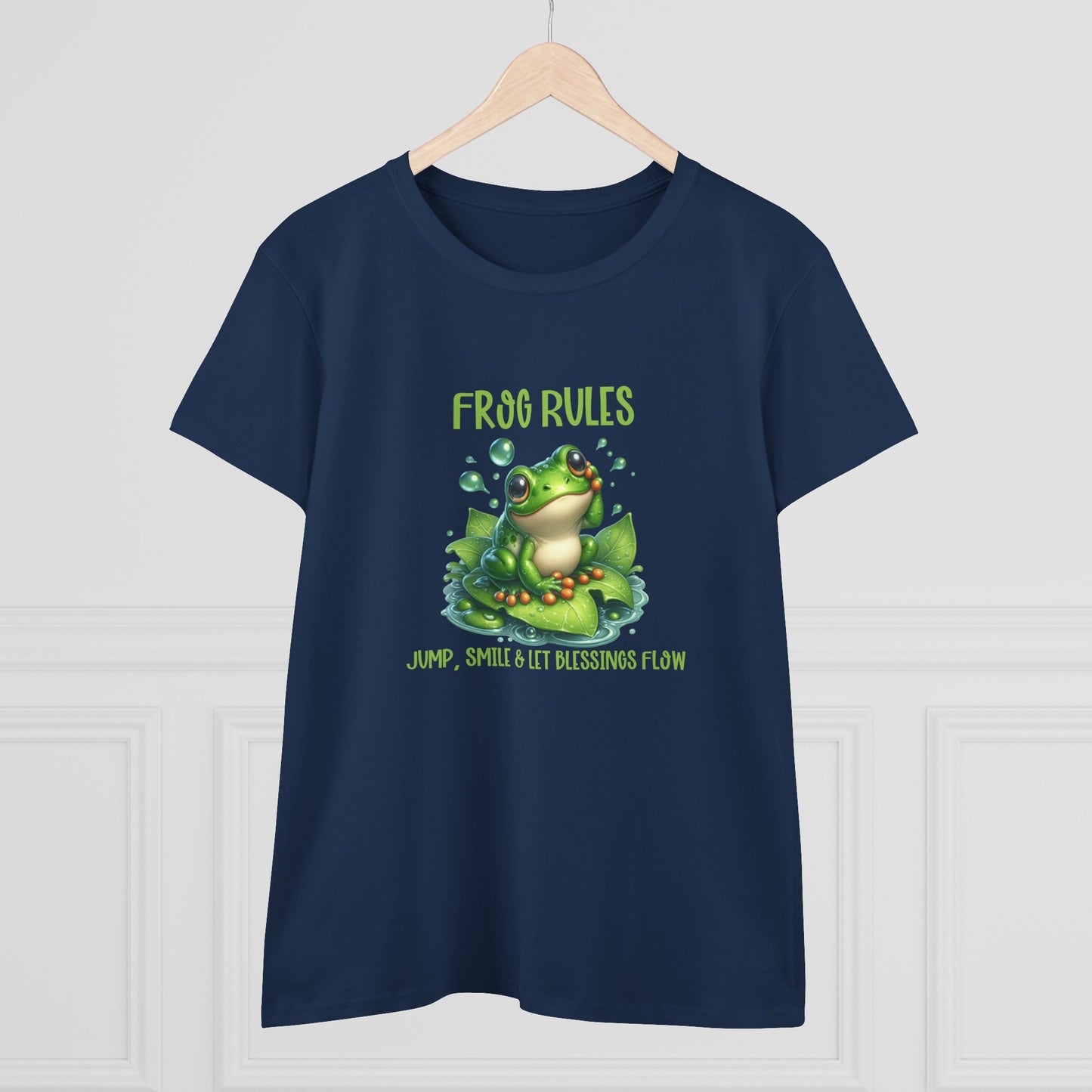 Frog Rules jump smile let blessings flow Womens semi fit Cotton Tee