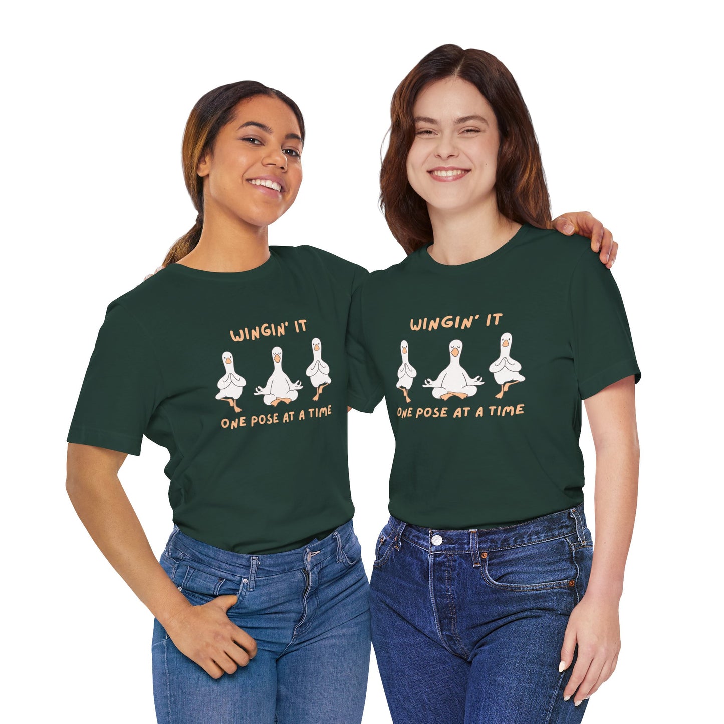 Wingin It One Pose at a Time Silly Goose Yoga Shirt