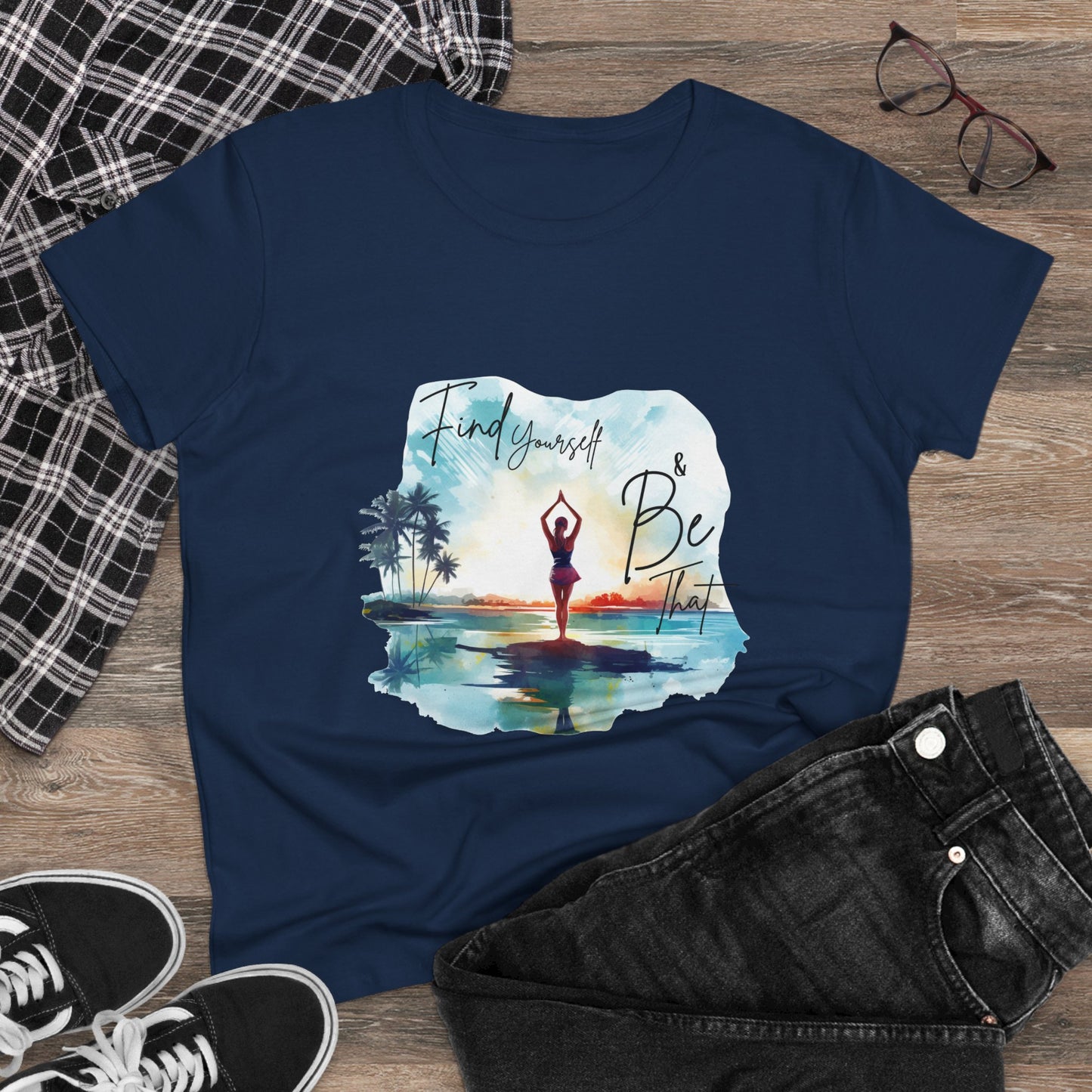 Yoga Inspire - "Find Yourself & Be That" Women's Semi fit tee