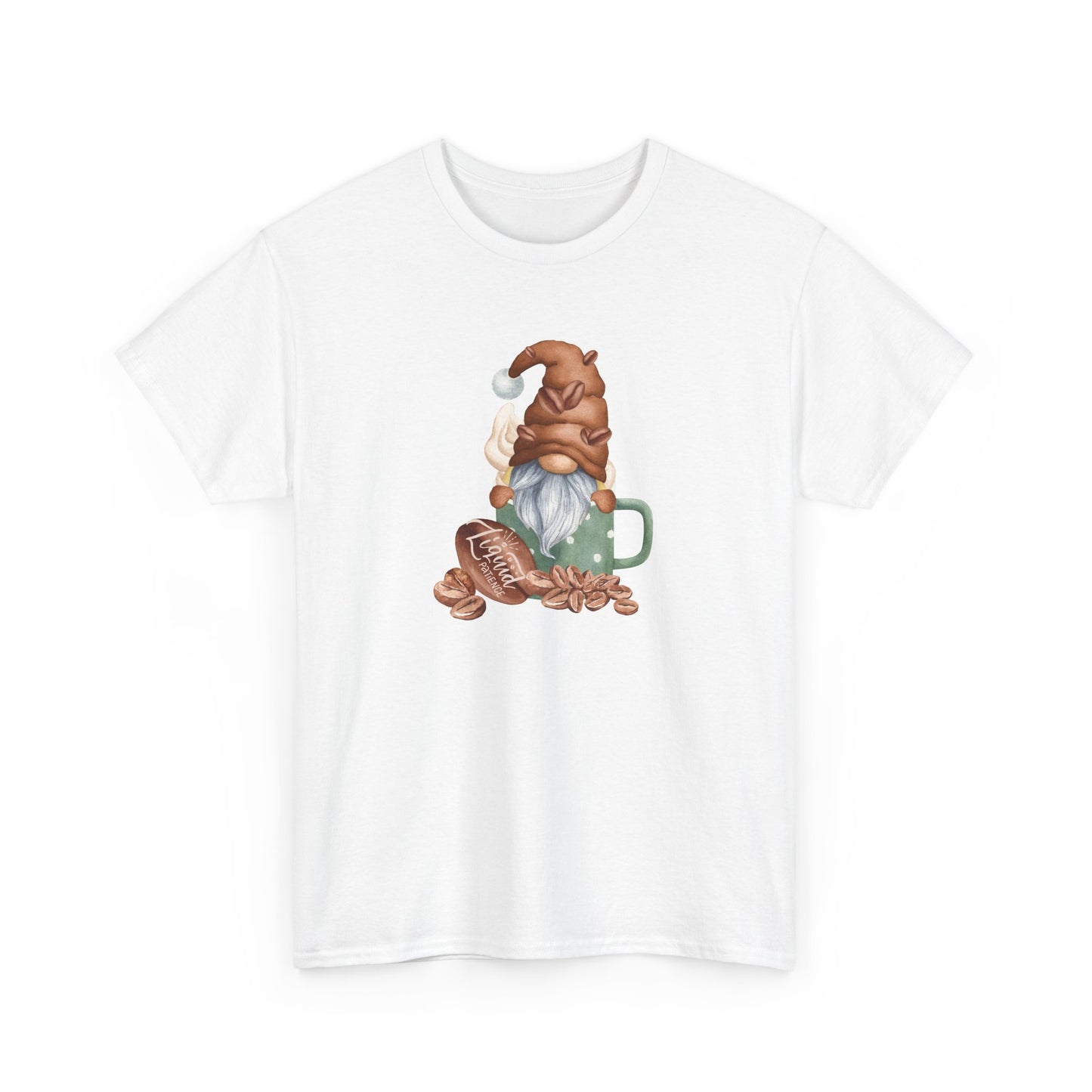 Cozy Coffee Gnome Tee, Unisex Heavy Cotton Tee, Perfect for Coffee Lovers, Holiday Gift, Cute Gnome Shirt, Casual Wear, Festive Attire