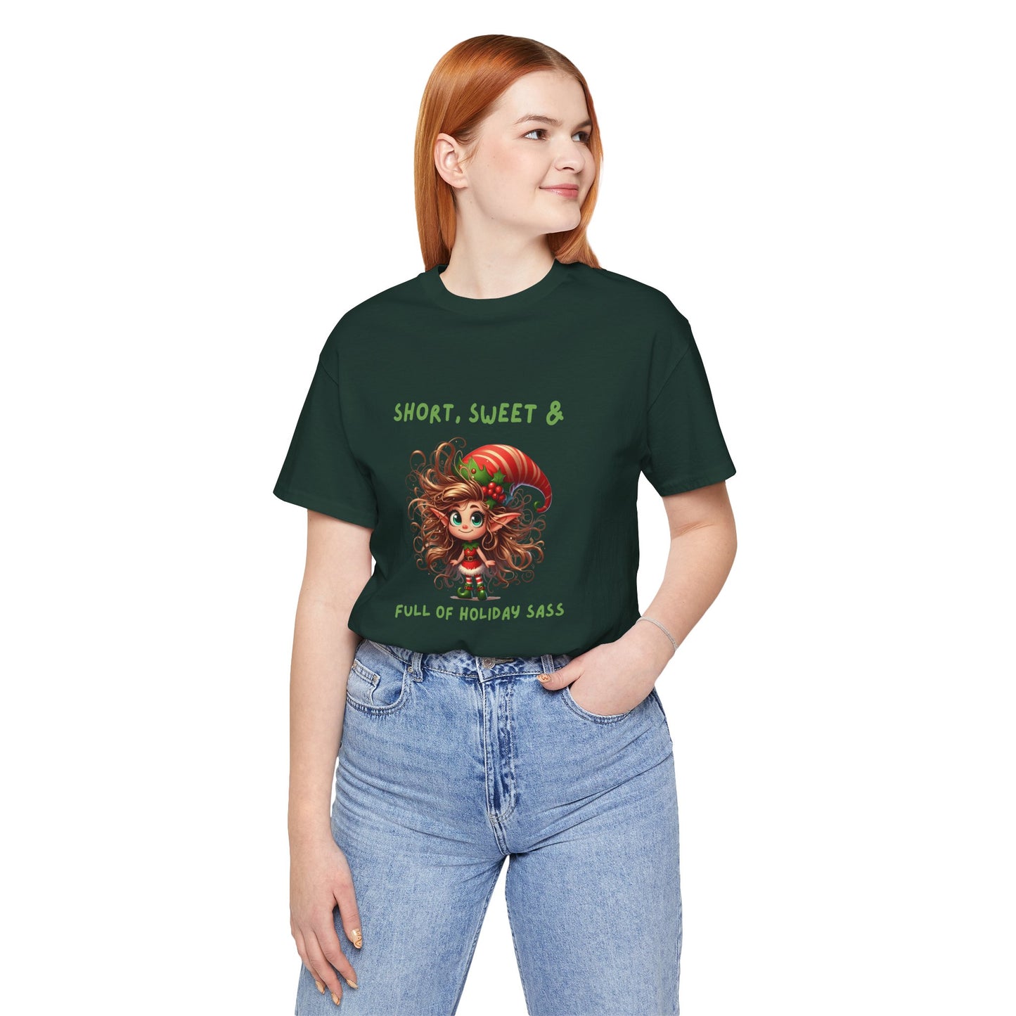 Short, sweet, full of Holiday Sass Tee, Unisex funny Christmas T-Shirt, Cute Holiday Apparel, Short Sleeve Festive Shirt, Gift for Holiday Lovers