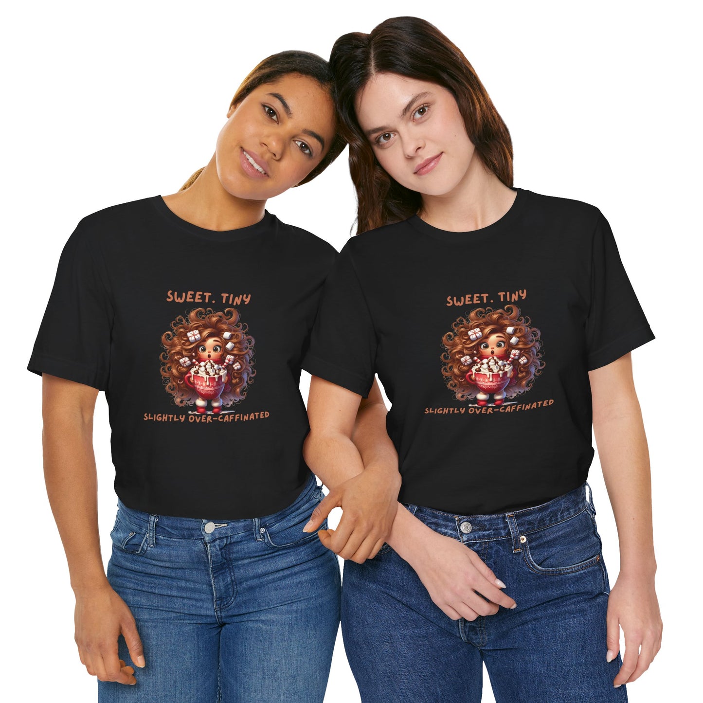 Sweet Tiny Over-Caffeinated Tee, Funny T-Shirt, Gift for Coffee Lovers, Cute Humor Top, Unisex Short Sleeve Shirt