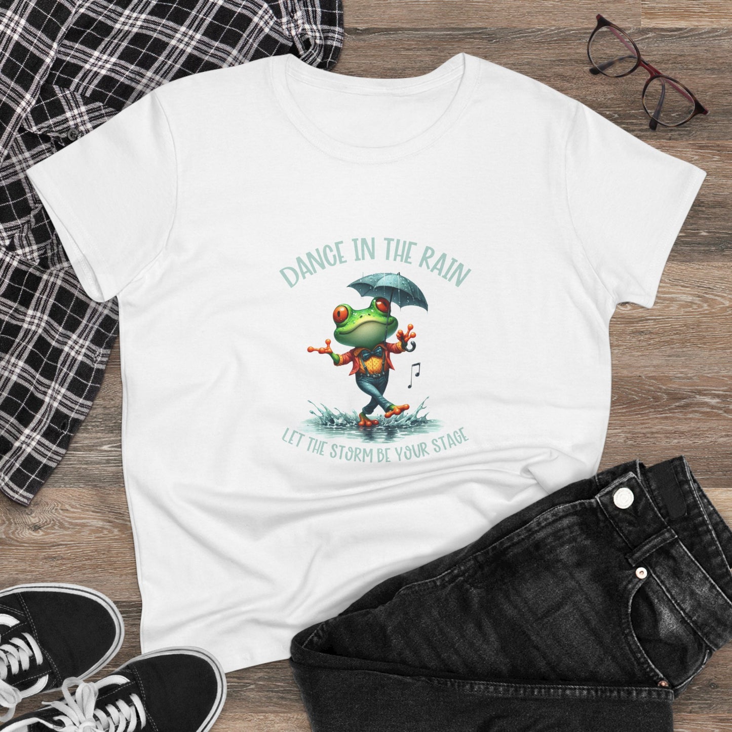 Dance in the Rain let the storm be your stage Womans semi fit Tee