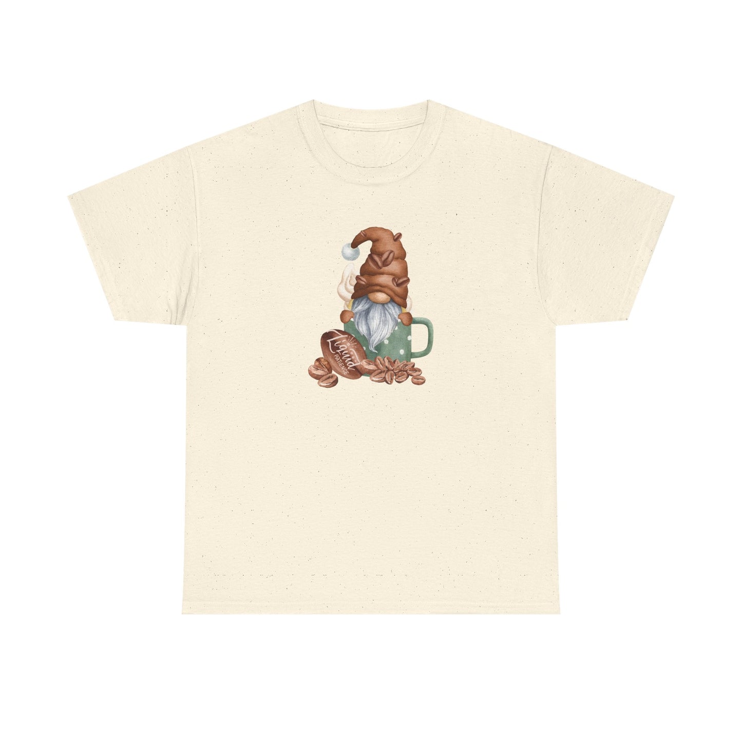 Cozy Coffee Gnome Tee, Unisex Heavy Cotton Tee, Perfect for Coffee Lovers, Holiday Gift, Cute Gnome Shirt, Casual Wear, Festive Attire