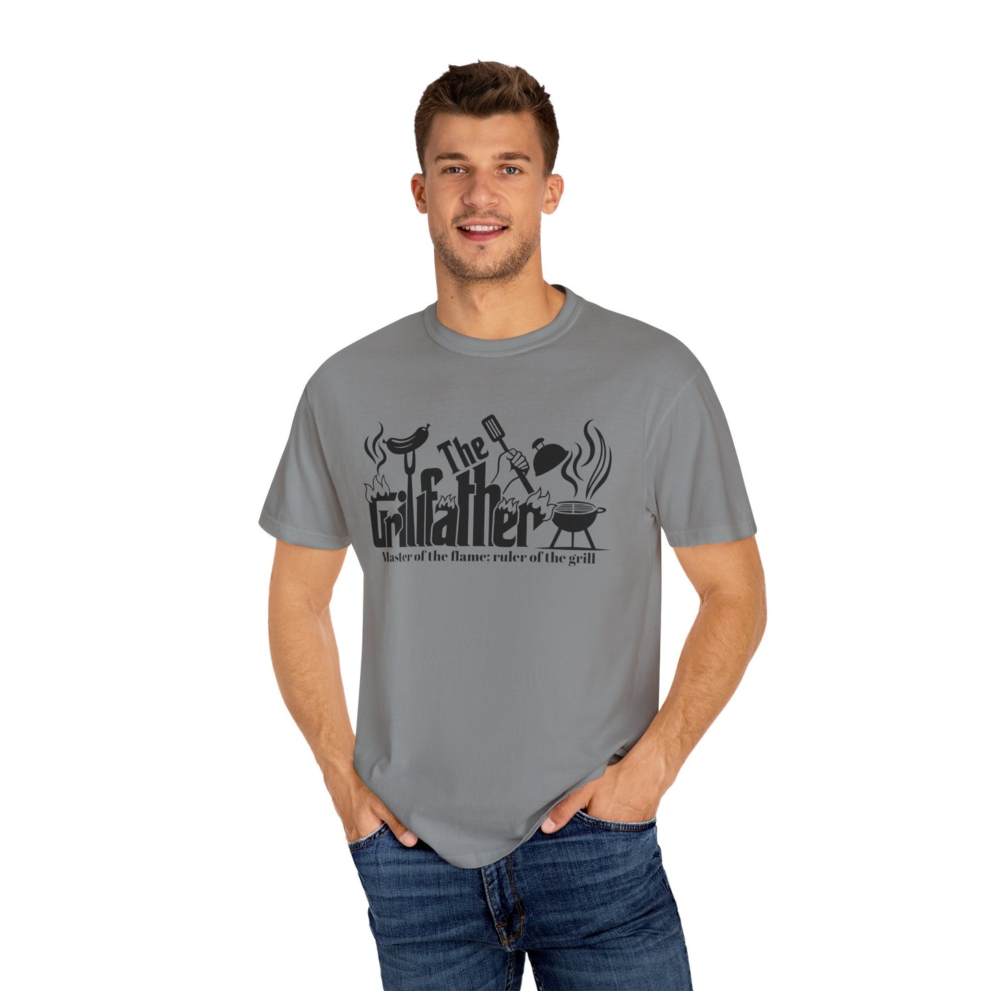 Grillfather, Master of the Flame, Ruler of the Grill BBQ Tee Dad T-shirt