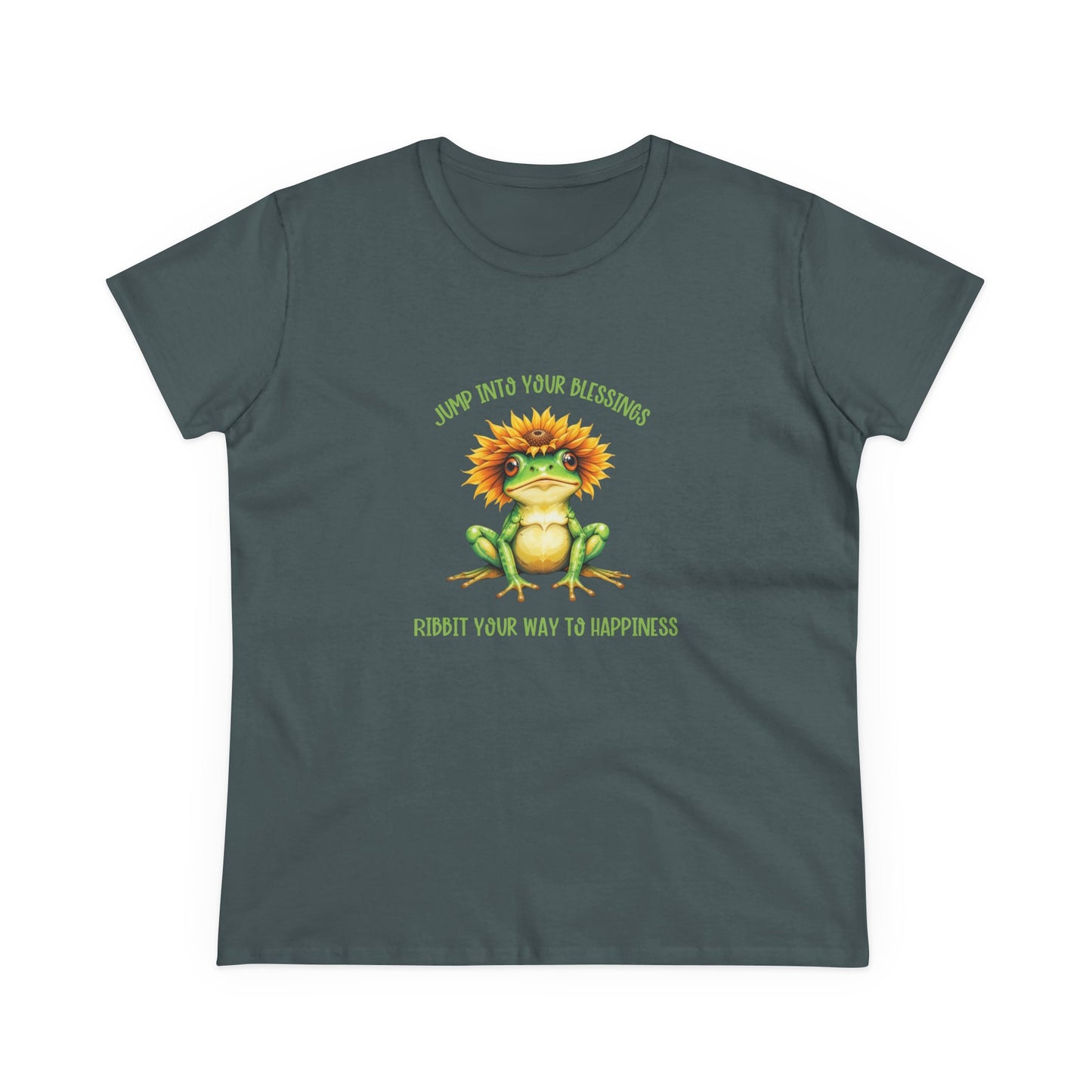 Jump Into Your Blessings Ribbit your way to happiness cute frog Womans semi fit tee