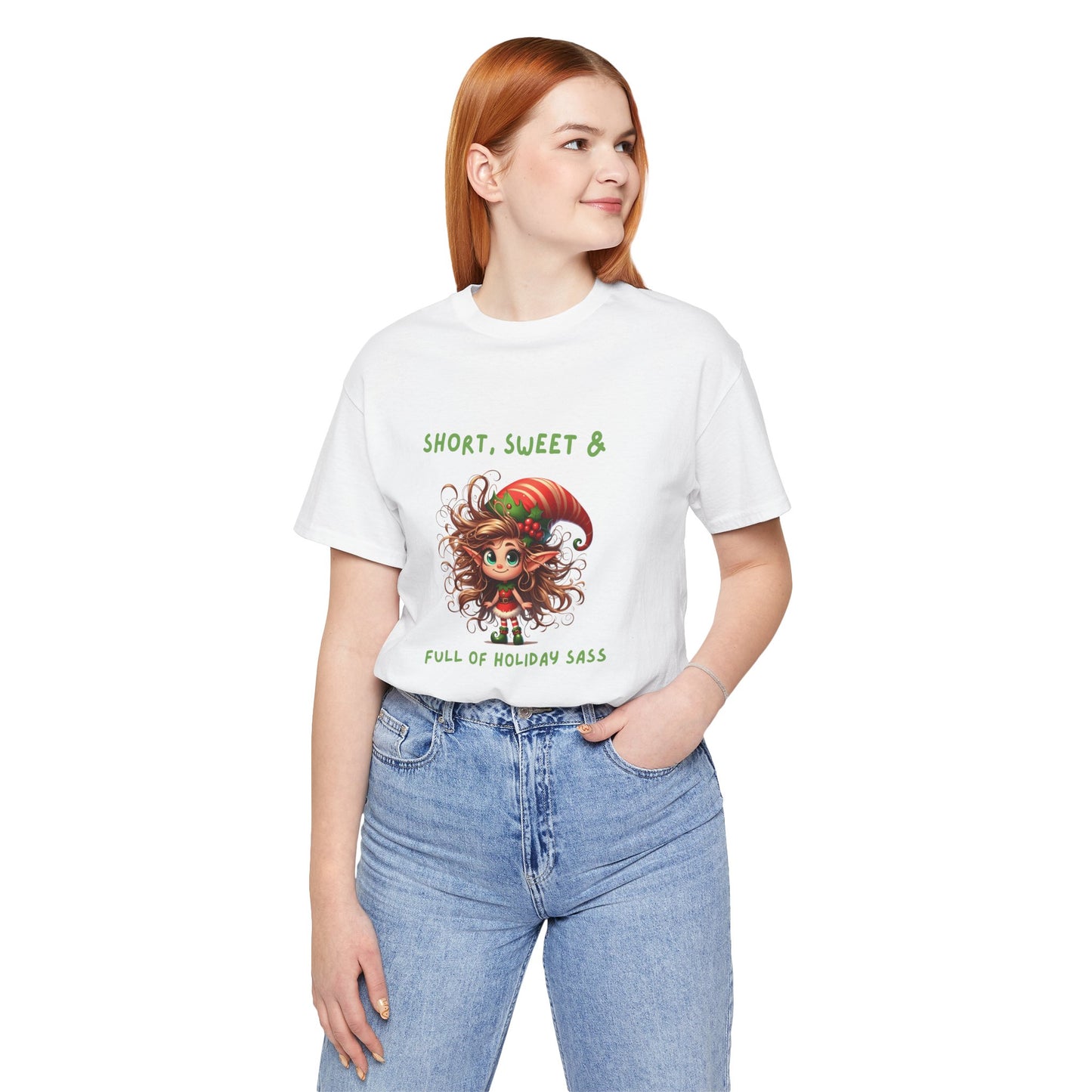 Short, sweet, full of Holiday Sass Tee, Unisex funny Christmas T-Shirt, Cute Holiday Apparel, Short Sleeve Festive Shirt, Gift for Holiday Lovers