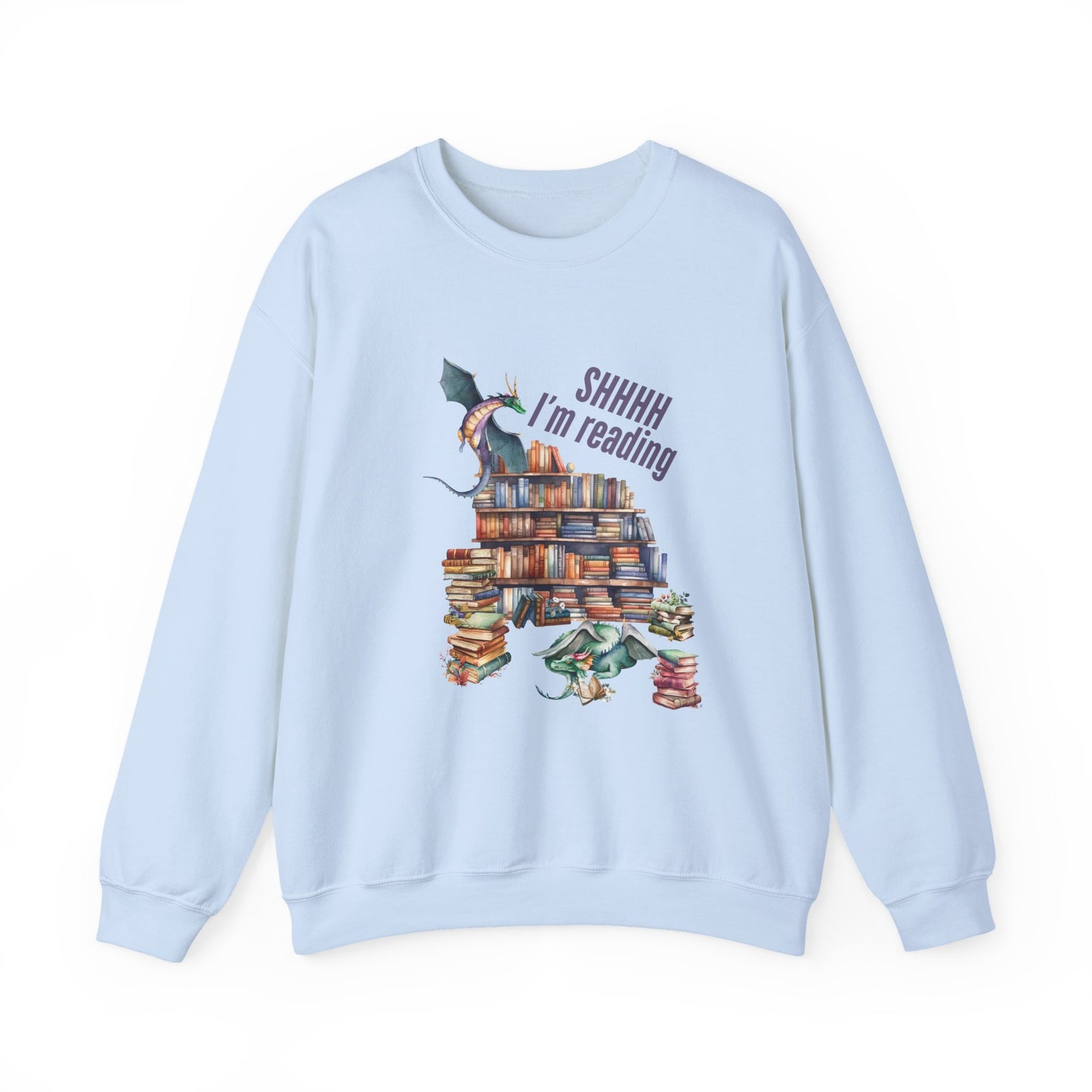 Dragons & Books – Cozy Fantasy Sweatshirt for Readers and Dreamers Book Lover Crewneck, Reader Jumper, Literary Gift, Bibliophile Apparel
