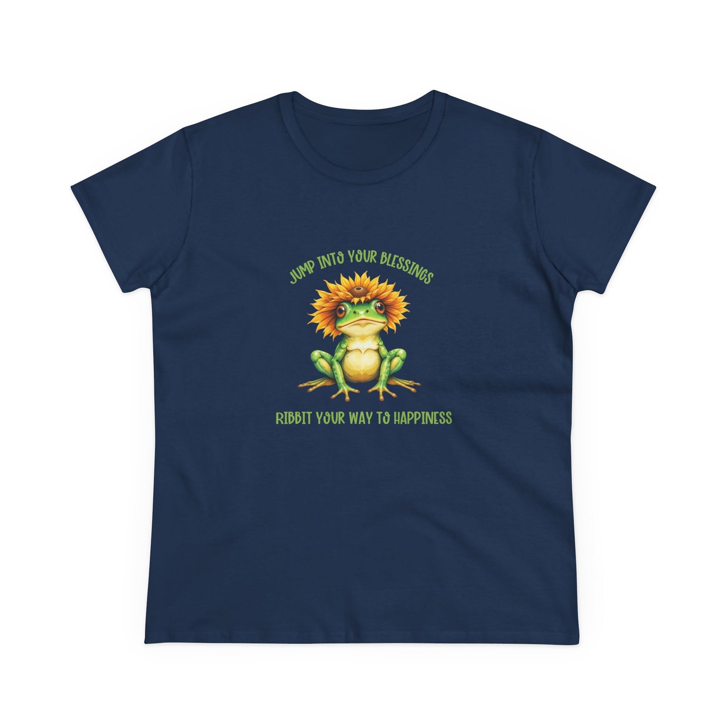 Jump Into Your Blessings Ribbit your way to happiness cute frog Womans semi fit tee