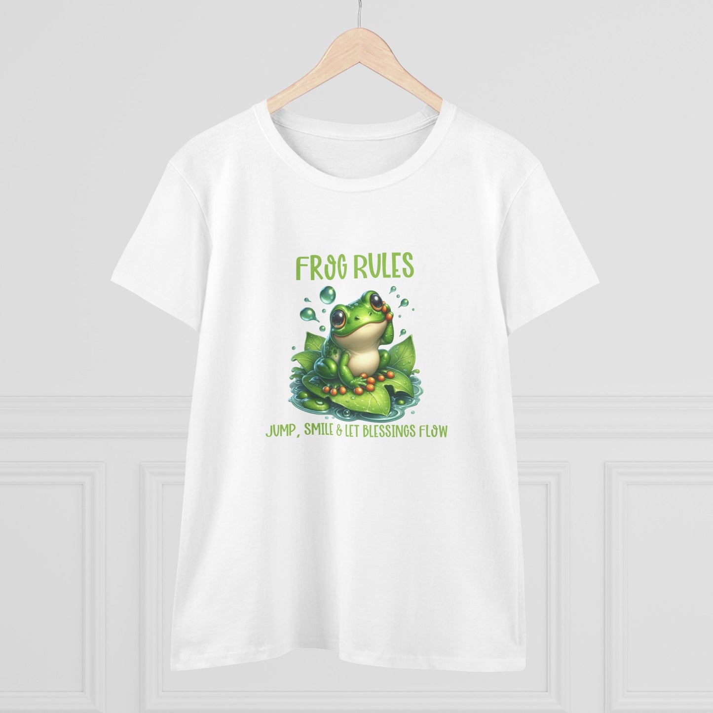 Frog Rules jump smile let blessings flow Womens semi fit Cotton Tee