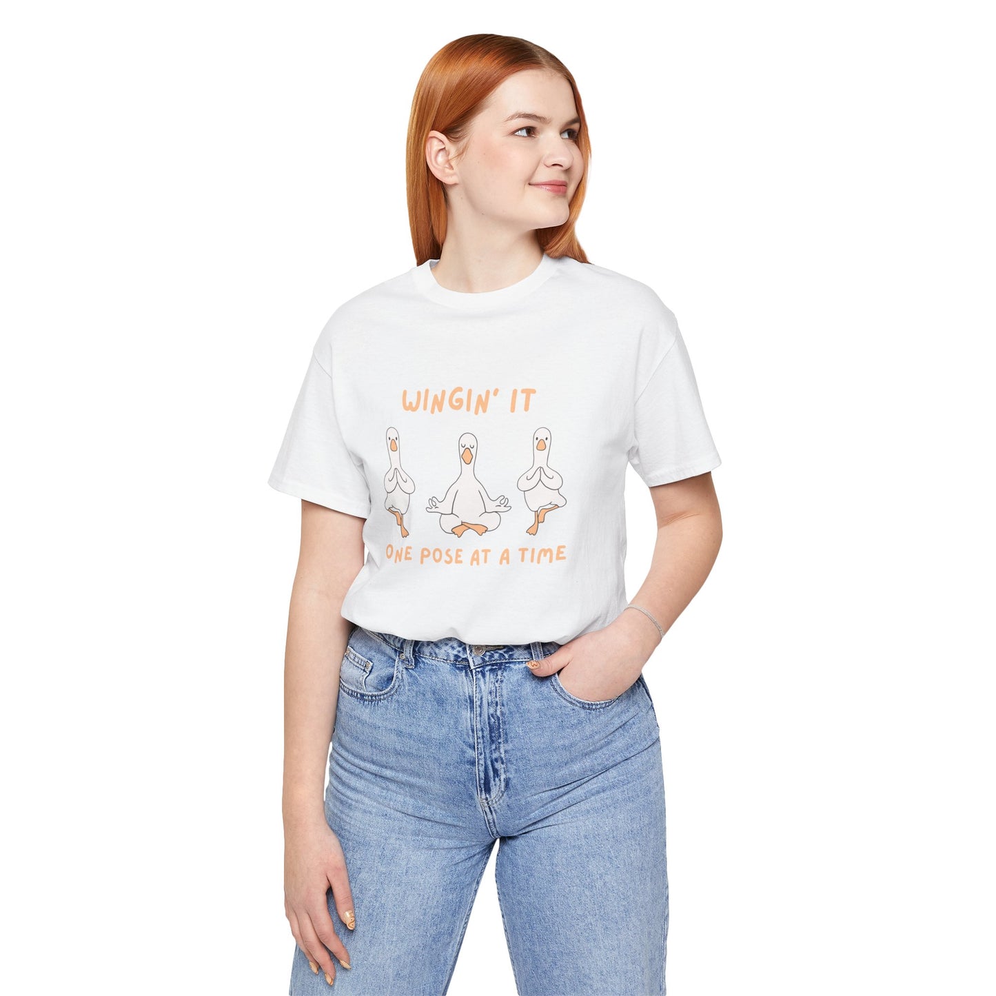 Wingin It One Pose at a Time Silly Goose Yoga Shirt