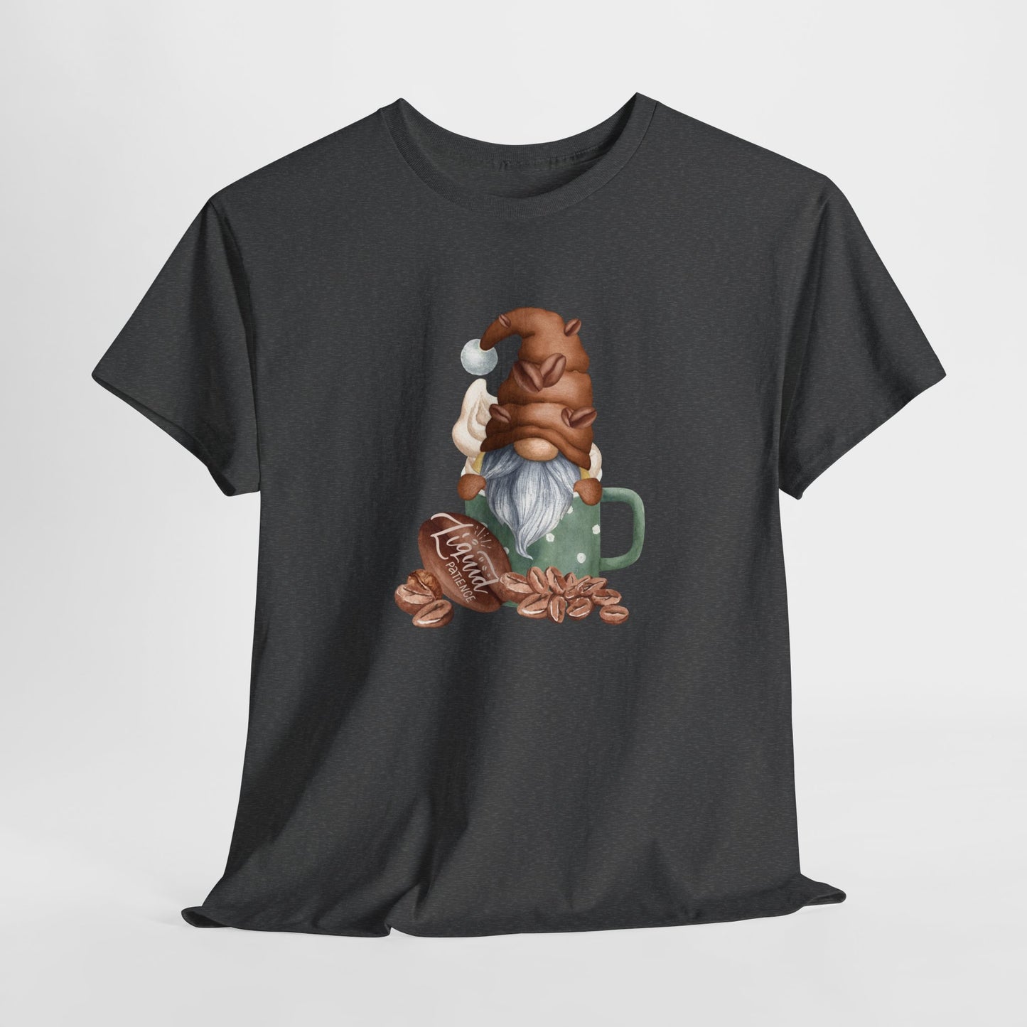 Cozy Coffee Gnome Tee, Unisex Heavy Cotton Tee, Perfect for Coffee Lovers, Holiday Gift, Cute Gnome Shirt, Casual Wear, Festive Attire