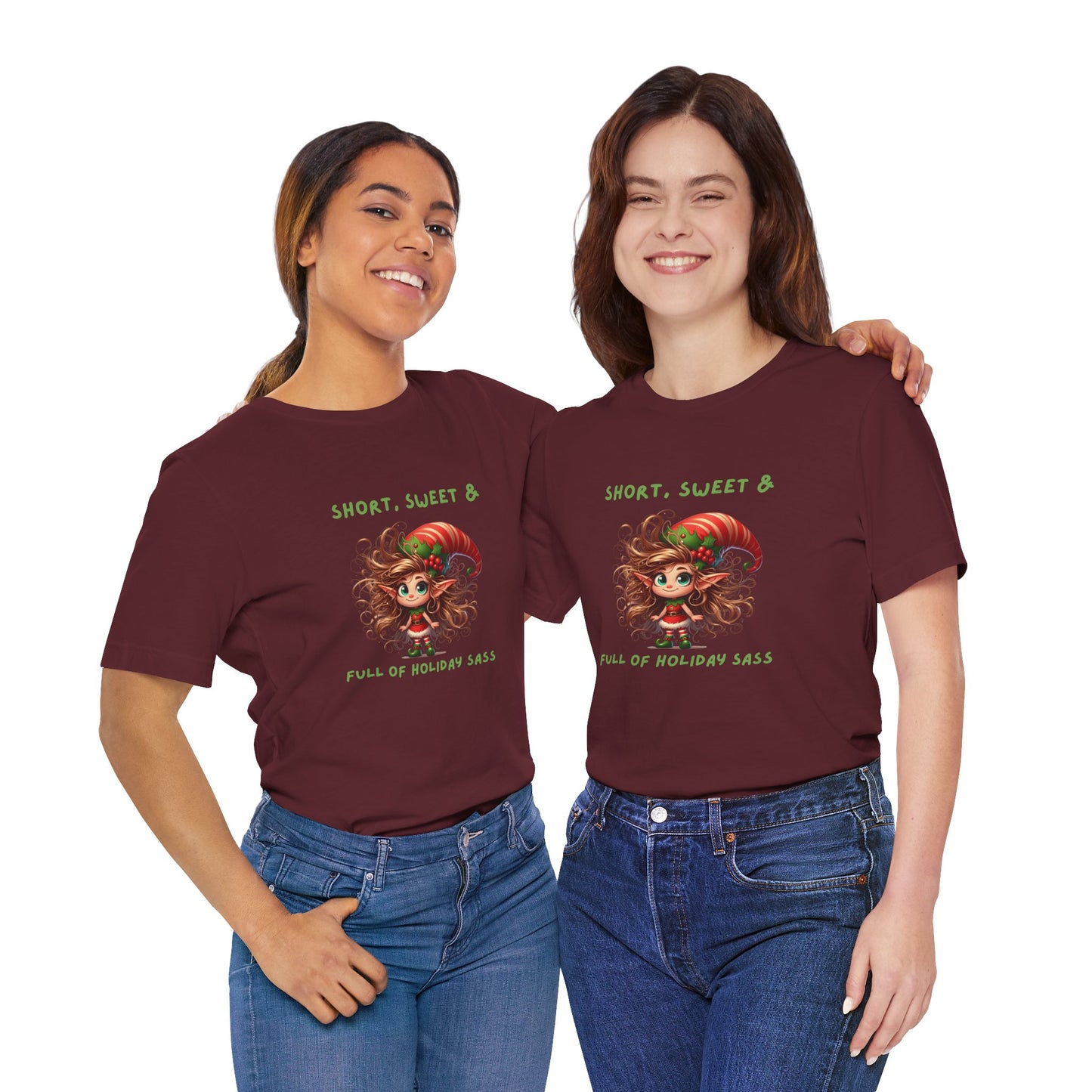Short, sweet, full of Holiday Sass Tee, Unisex funny Christmas T-Shirt, Cute Holiday Apparel, Short Sleeve Festive Shirt, Gift for Holiday Lovers