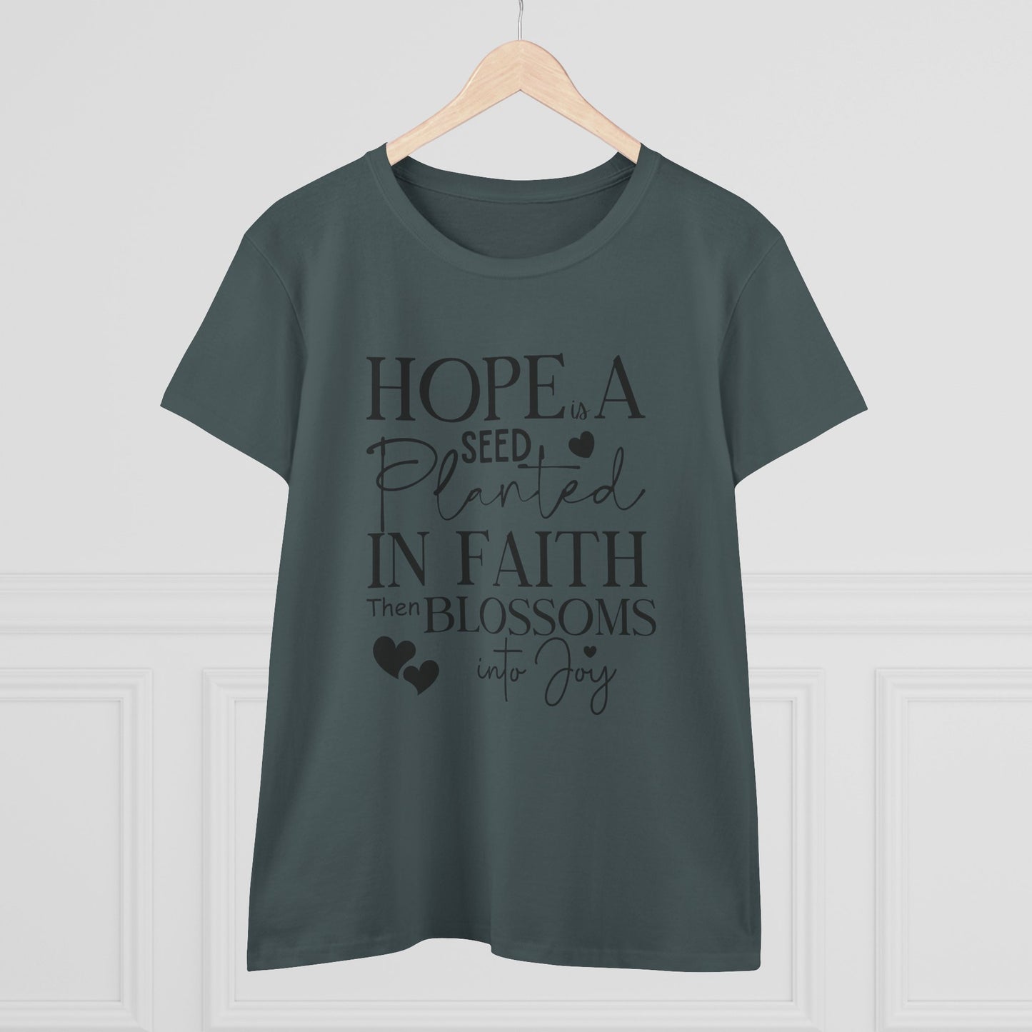 Hope is a seed planted in faith that turns into joy", Women's Semi Fit Tee
