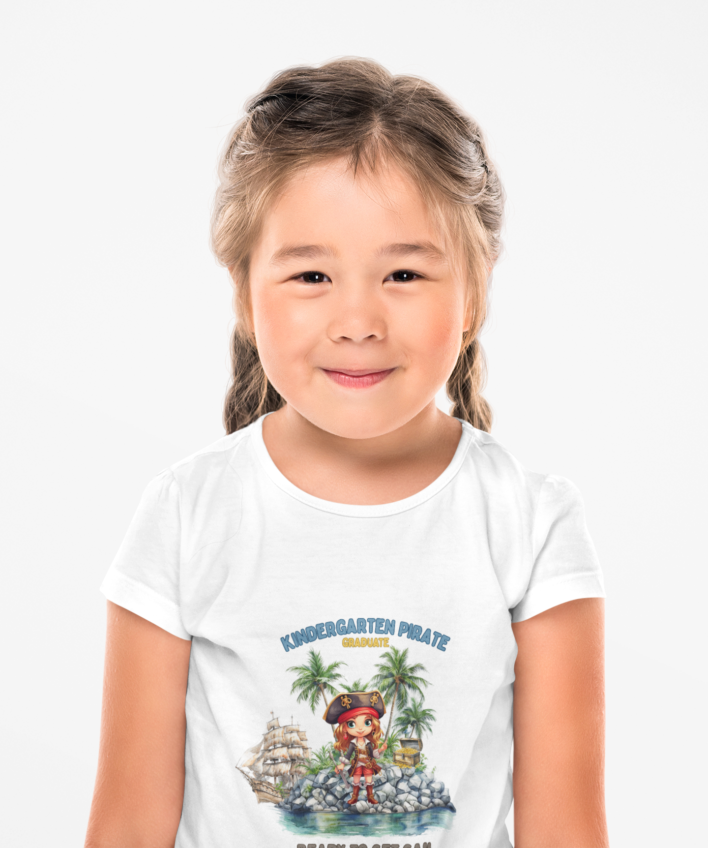 Kindergarten Pirate Girl Graduate Tee – Ready to Set Sail to First Grade, Class of 2025 Kids' Pirate Adventure Tee, Youth Pirate T-Shirt, Kindergarten Pirate Shirt, Ready to Set Sail Kids Shirt, Birthday Gift for Boys