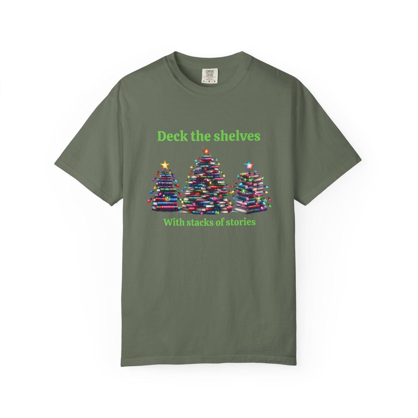 Deck the Shelves Tee – A Literary Tree-mendous Holiday!