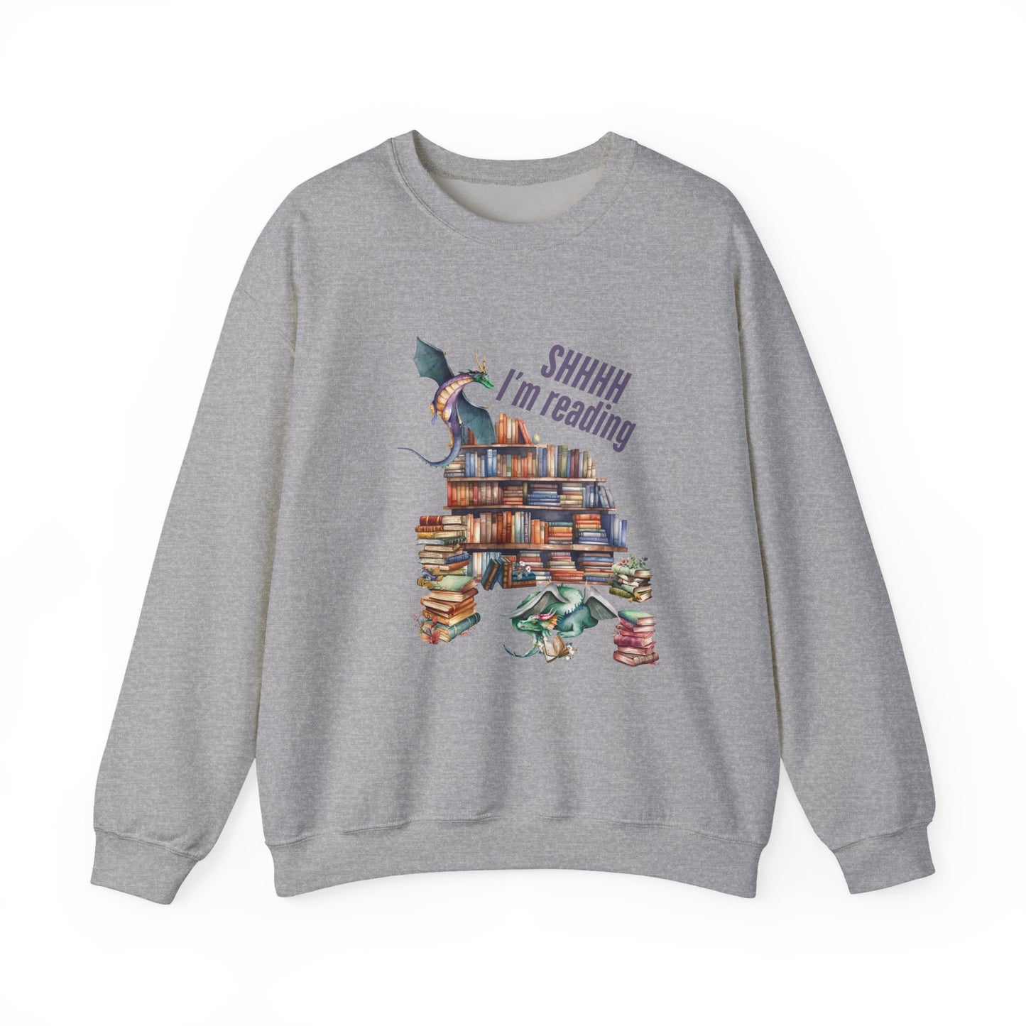 Dragons & Books – Cozy Fantasy Sweatshirt for Readers and Dreamers Book Lover Crewneck, Reader Jumper, Literary Gift, Bibliophile Apparel