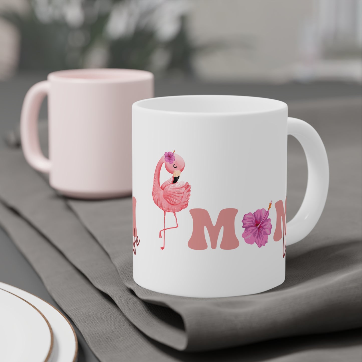 Mom Life Pink Flamingo Ceramic Mug