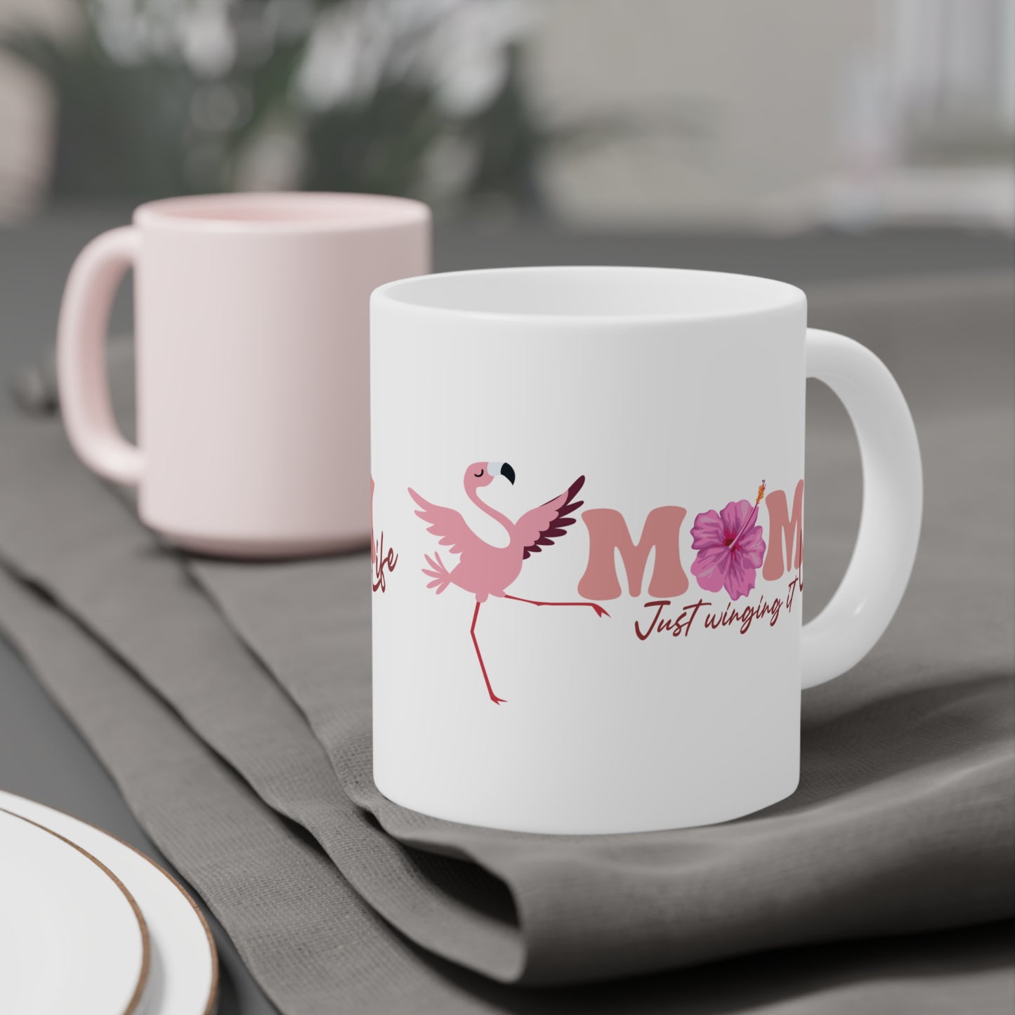 Flamingo Mom just winging it Ceramic Mug