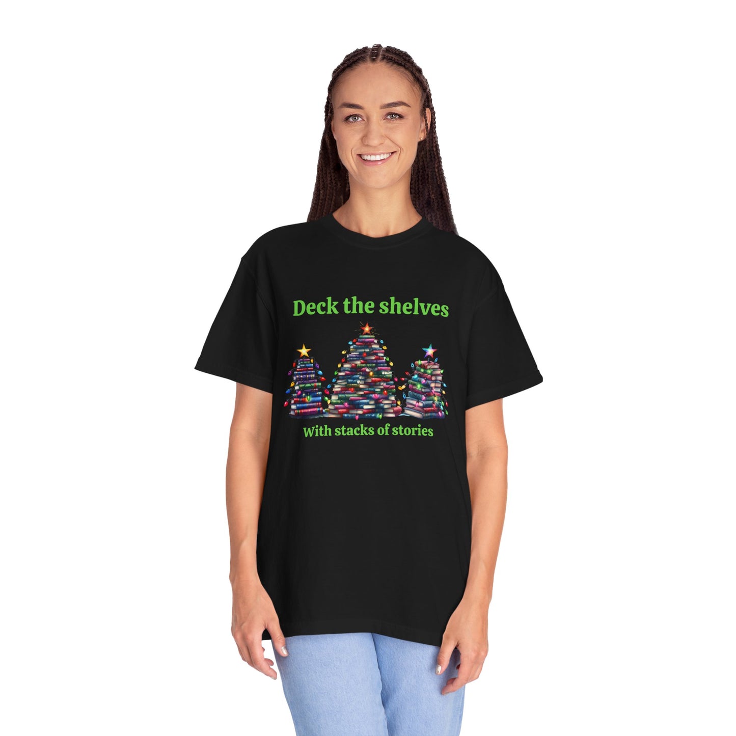 Deck the Shelves Tee – A Literary Tree-mendous Holiday!